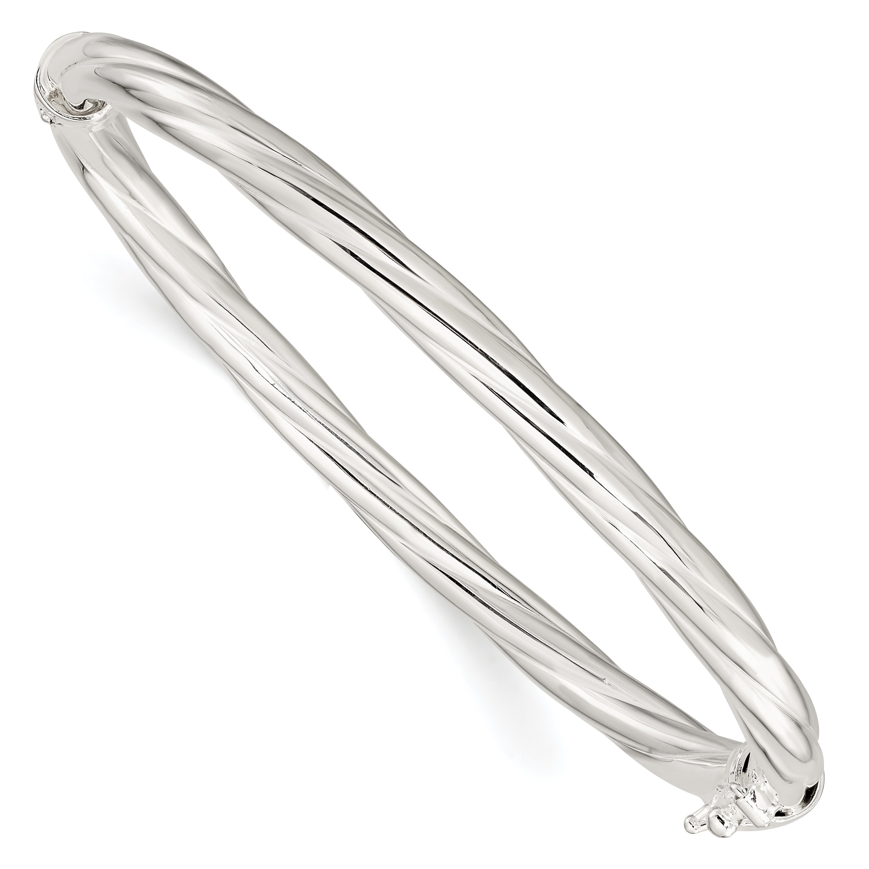 Sterling Silver Polished Twisted Hinged Bangle Main image