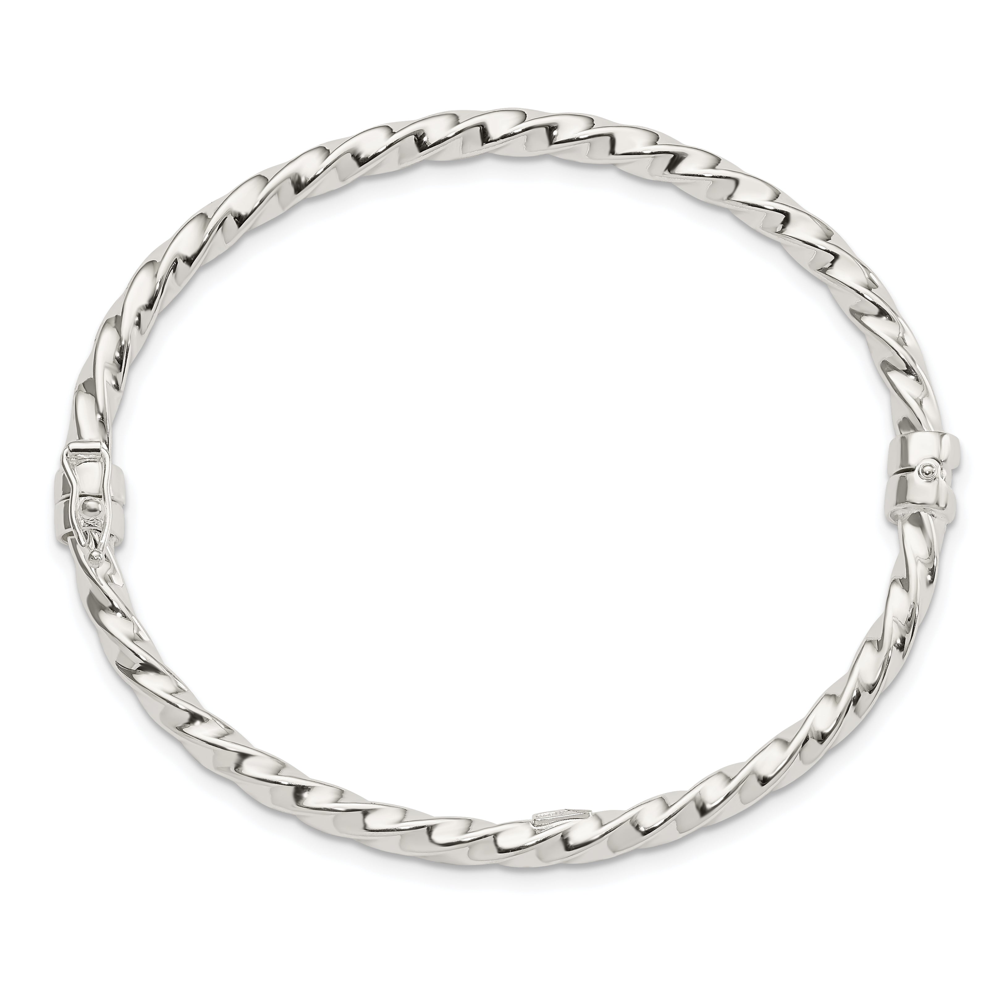 Sterling Silver Polished Twisted Hinged Bangle Secondary image