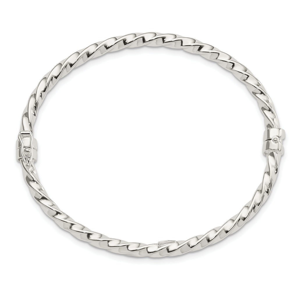 Sterling Silver Polished Twisted Hinged Bangle
