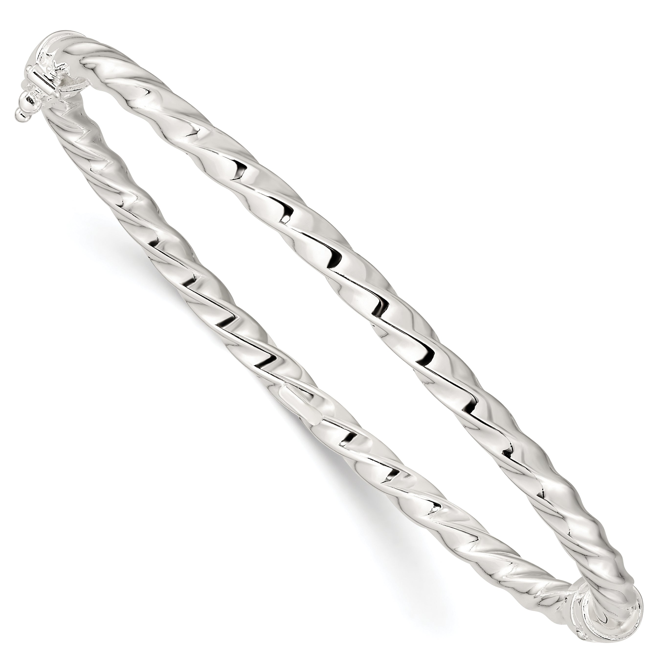 Sterling Silver Polished Twisted Hinged Bangle Main image
