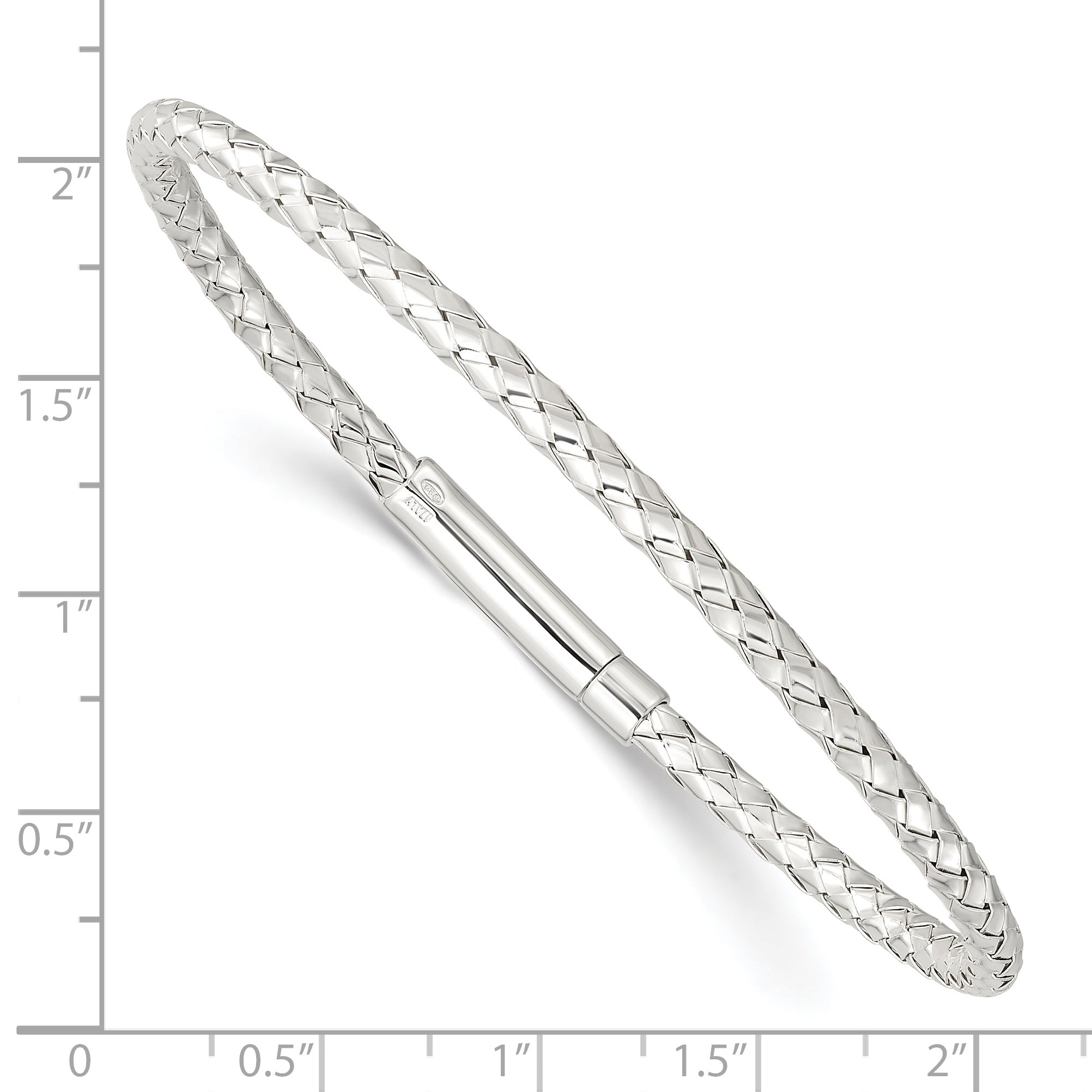 Sterling Silver Polished Flexible Weaved Bangle Bracelet Secondary image