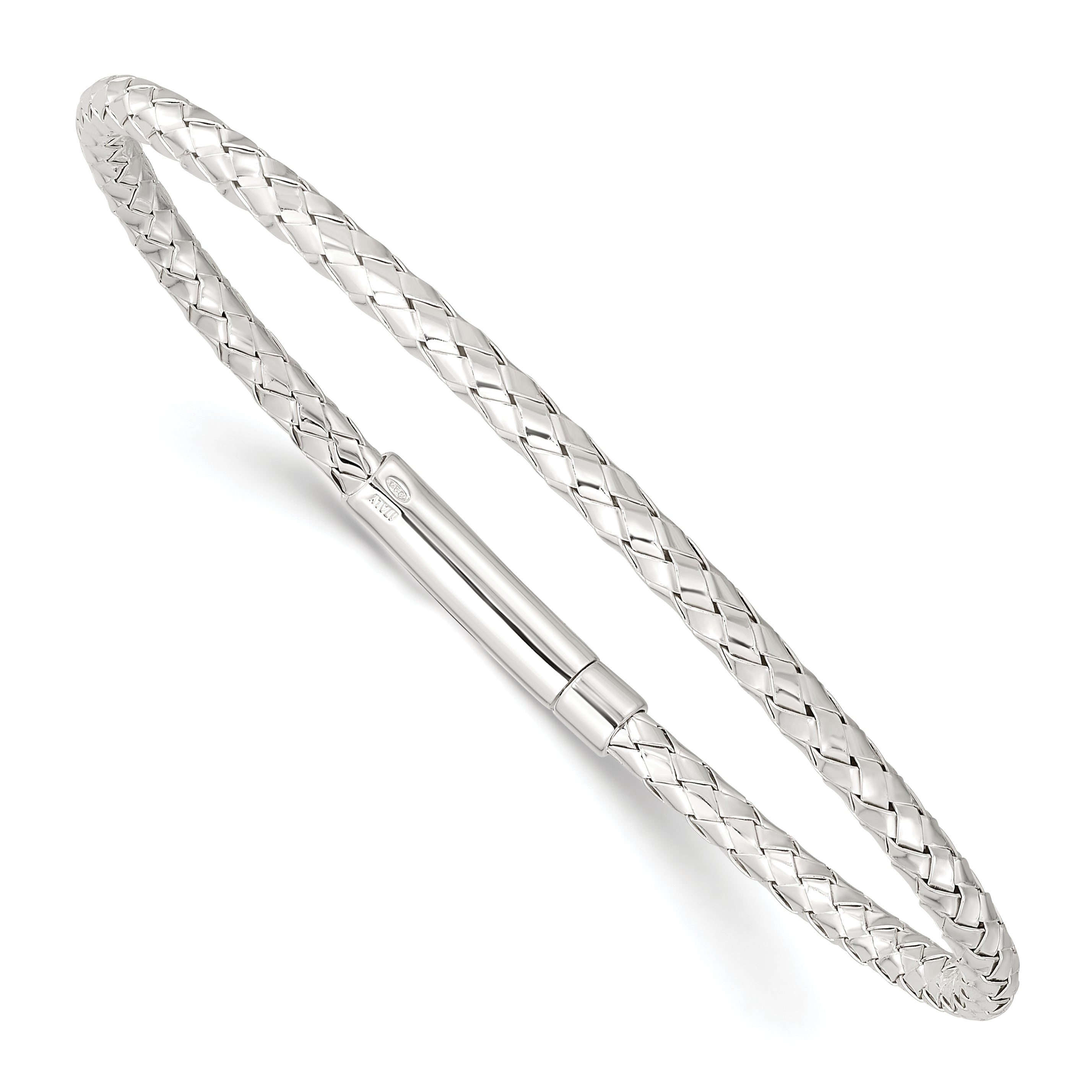 Sterling Silver Polished Flexible Weaved Bangle Bracelet Main image