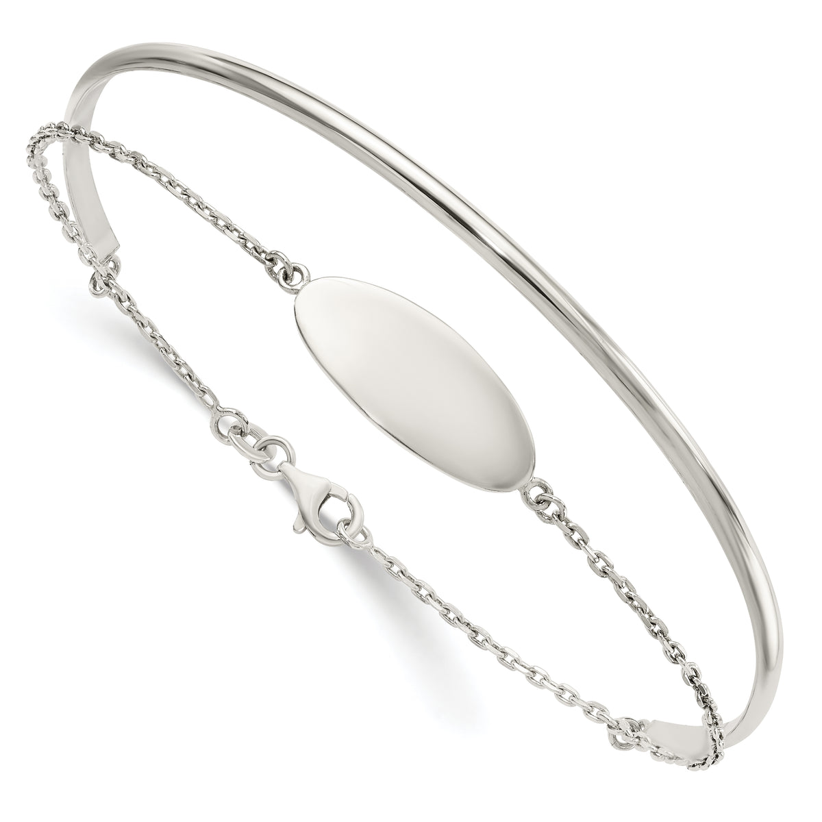 Sterling Silver Polished ID Bangle
