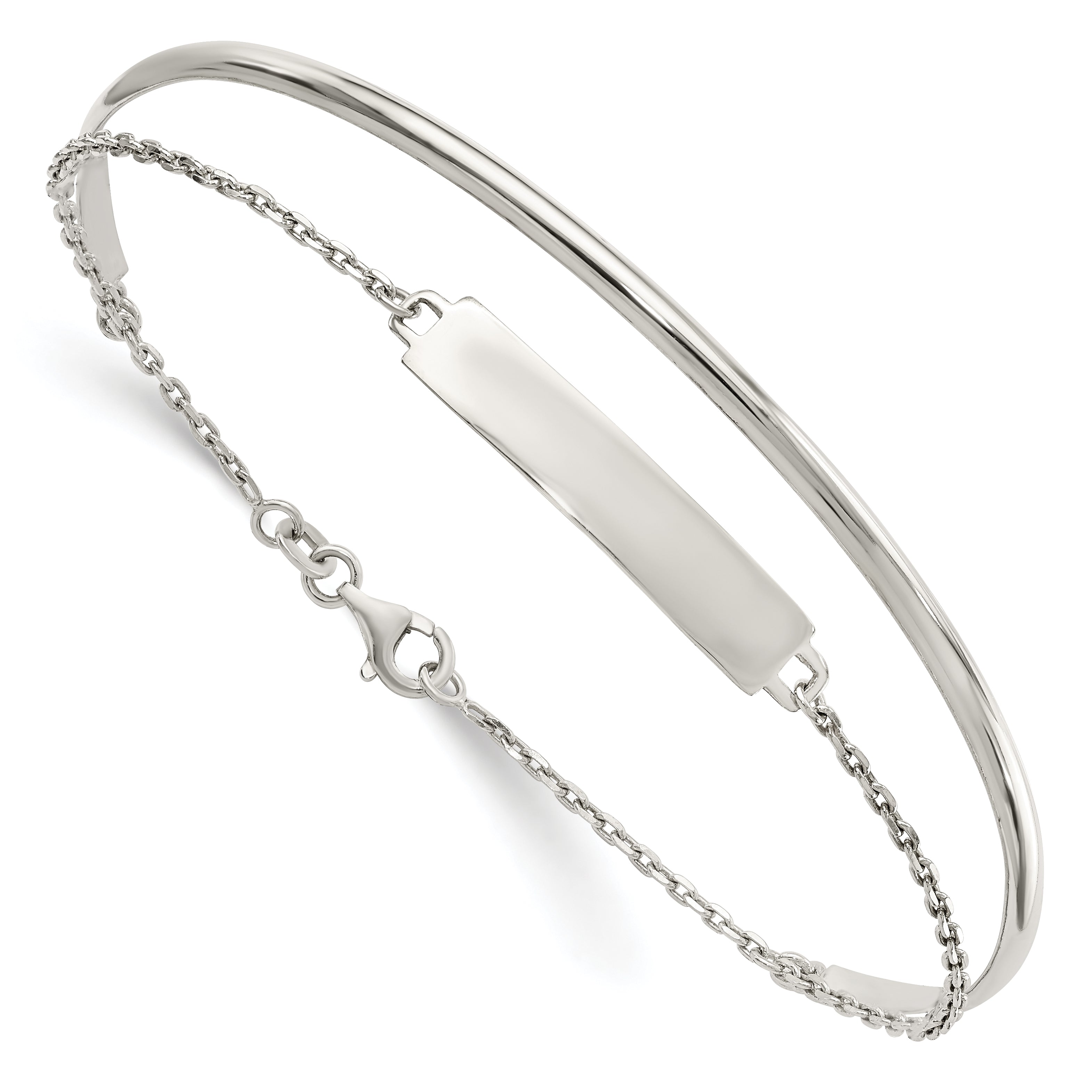 Sterling Silver Polished ID Bangle Main image