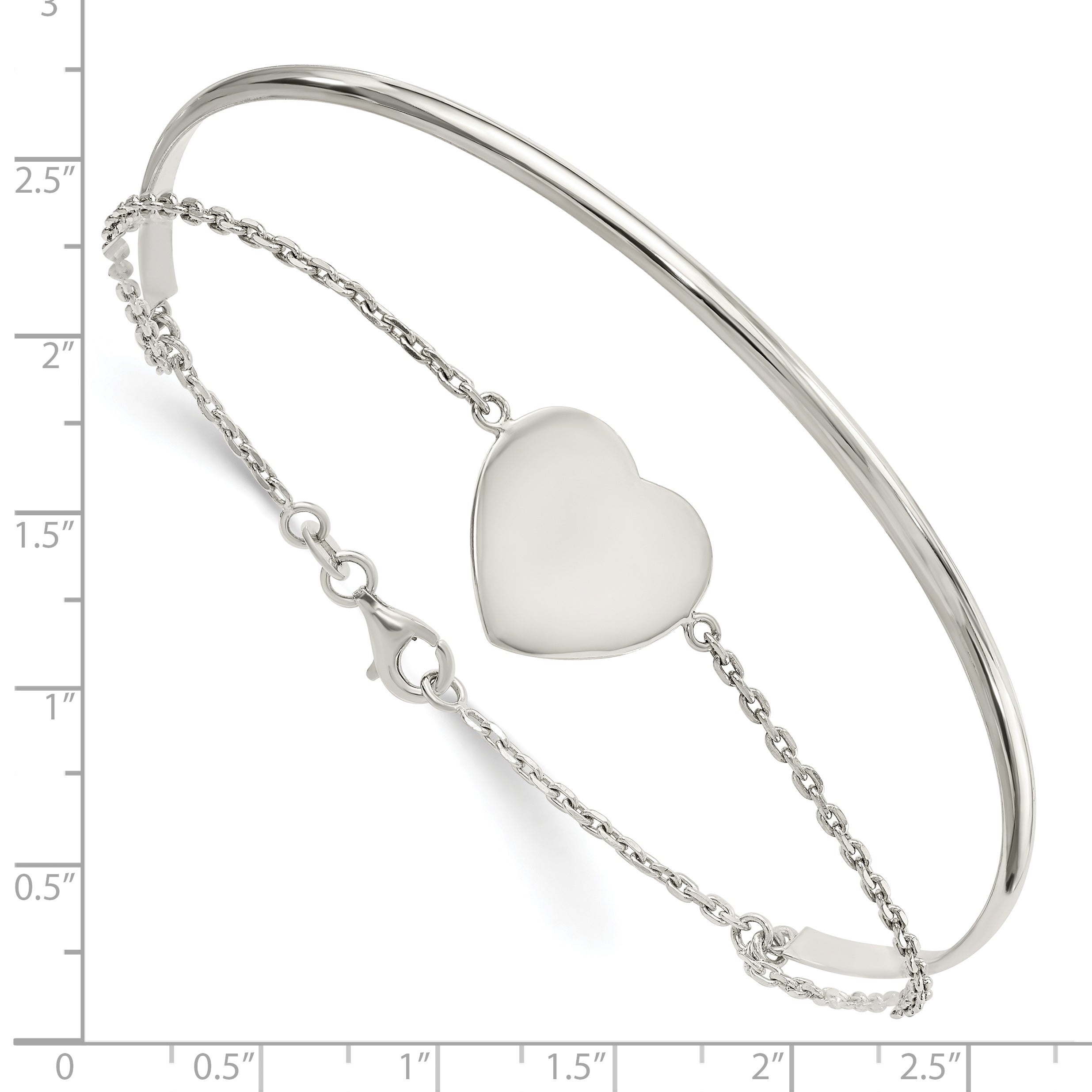 Sterling Silver Polished Heart Bracelet/Bangle Secondary image