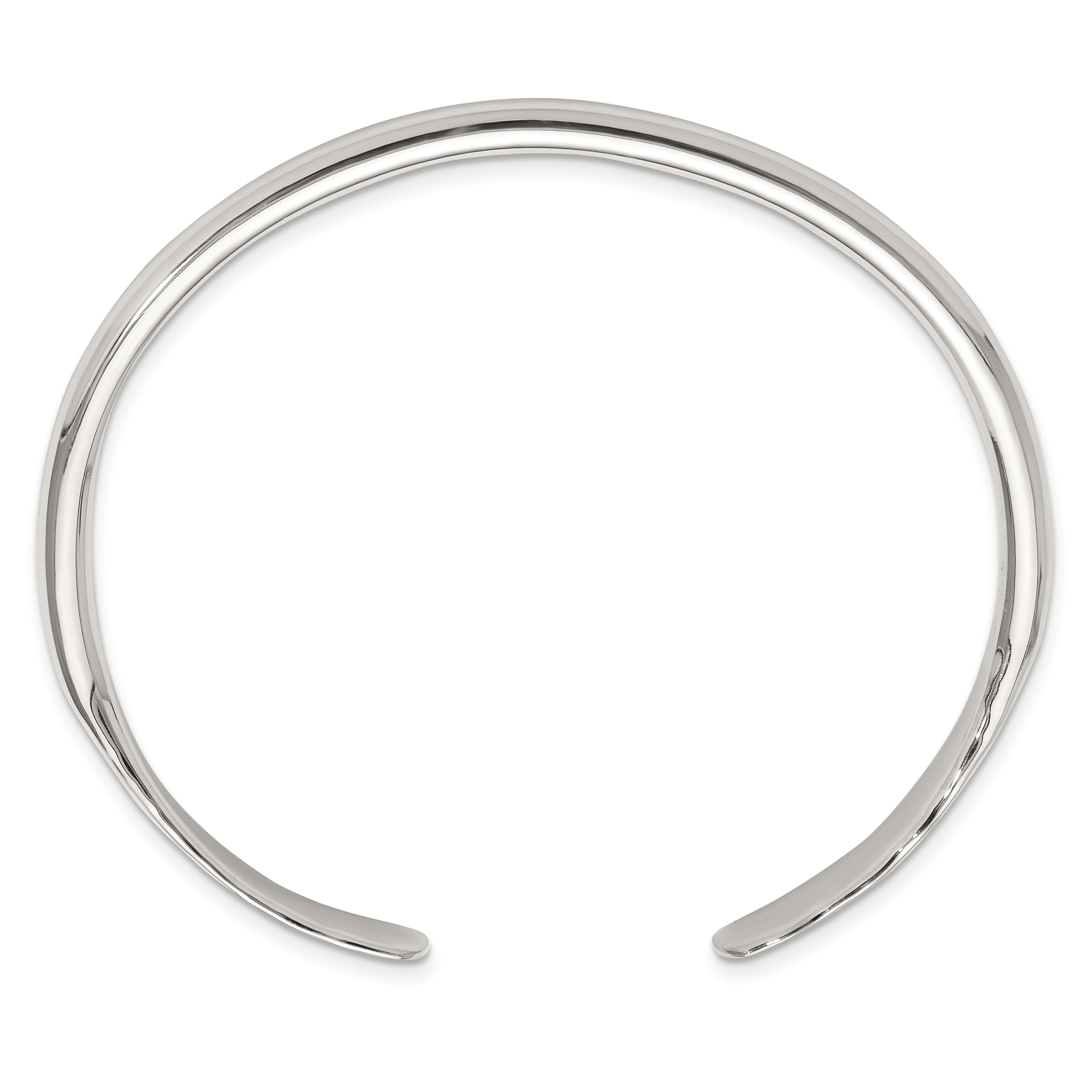 Sterling Silver Polished with Hammered Ends Cuff Bangle Secondary image