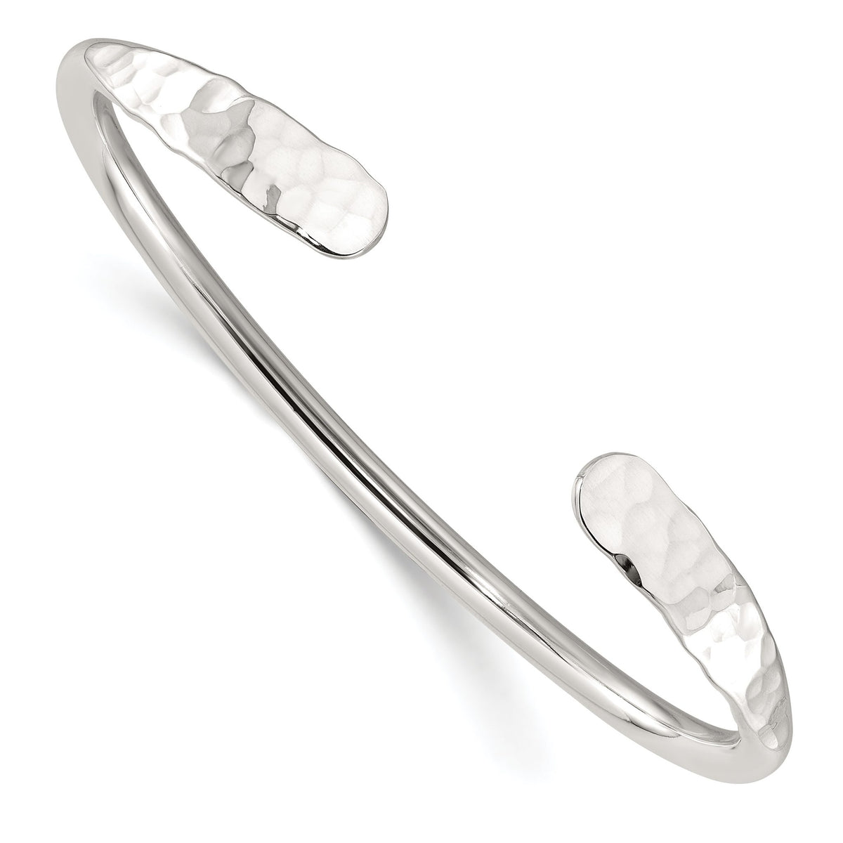 Hammered Ends Cuff Bracelet in Sterling Silver, 7.1mm - Sophia Jewelers Main image