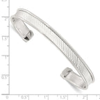 Sterling Silver Polished Textured Cuff Bangle Bracelet