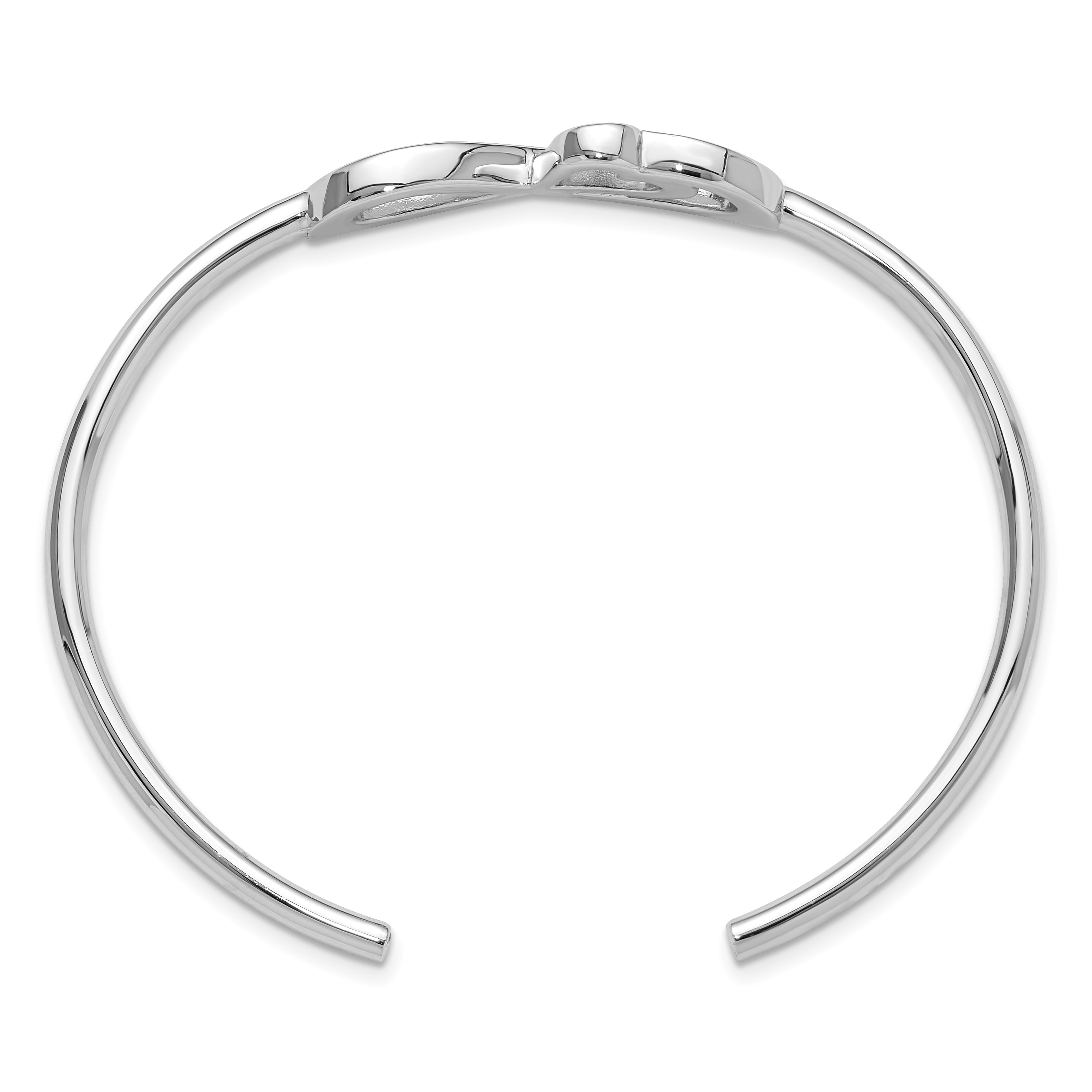 Sterling Silver Rhodium-plated Heart Infinity Symbol Cuff Bangle Secondary image