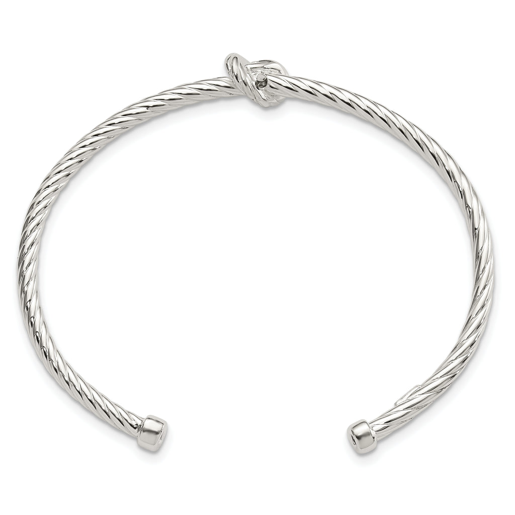 Sterling Silver Twisted Knot Cuff Bangle