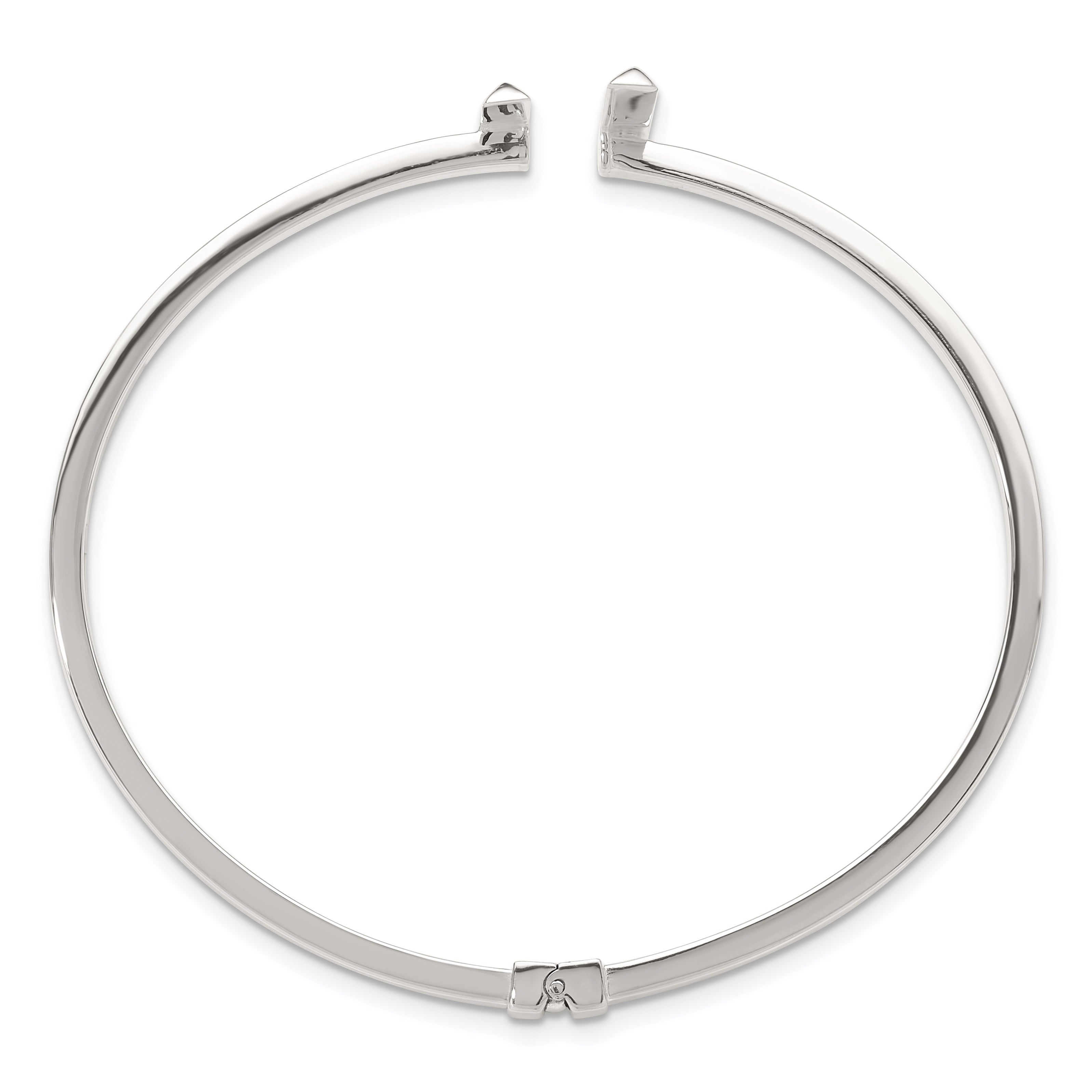 Sterling Silver Polished Bars Hinged Cuff Bangle Bracelet Secondary image