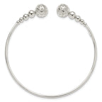 Sterling Silver Polished Beaded Cuff Bangle