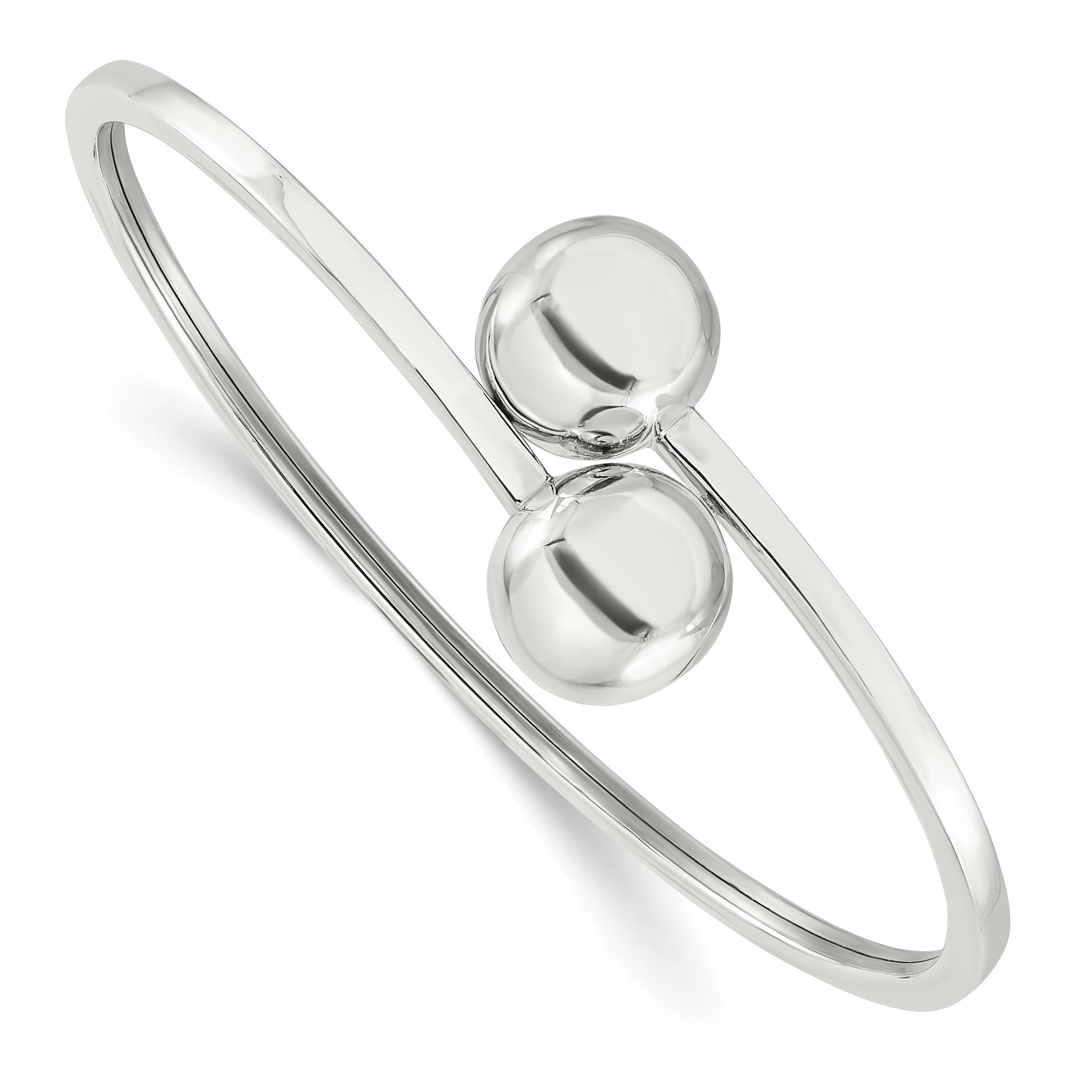 Sterling Silver Polished Ball Bypass Bangle Bracelet Main image