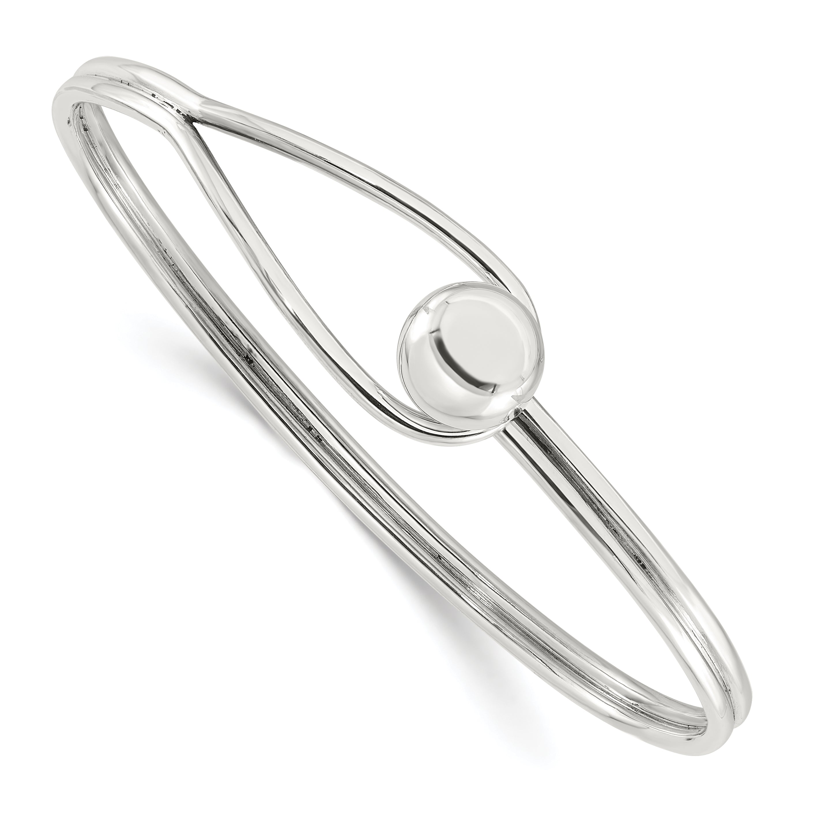 Sterling Silver Polished Ball Bead & Loop Bangle Main image