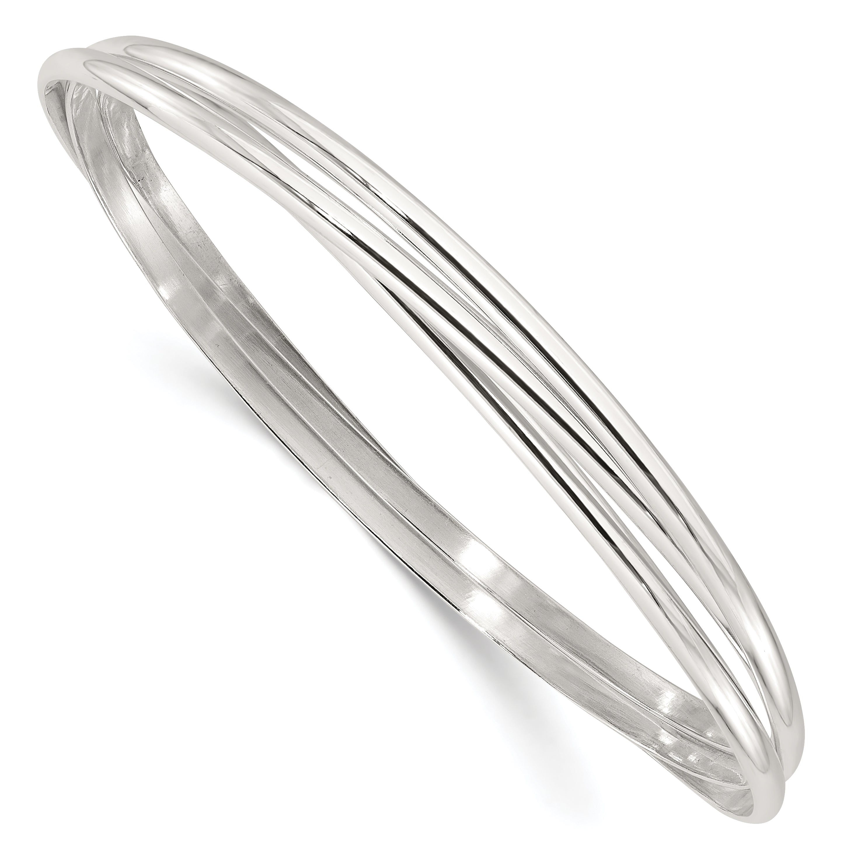 Sterling Silver Polished Triple Intertwined Slip On Bangle Main image