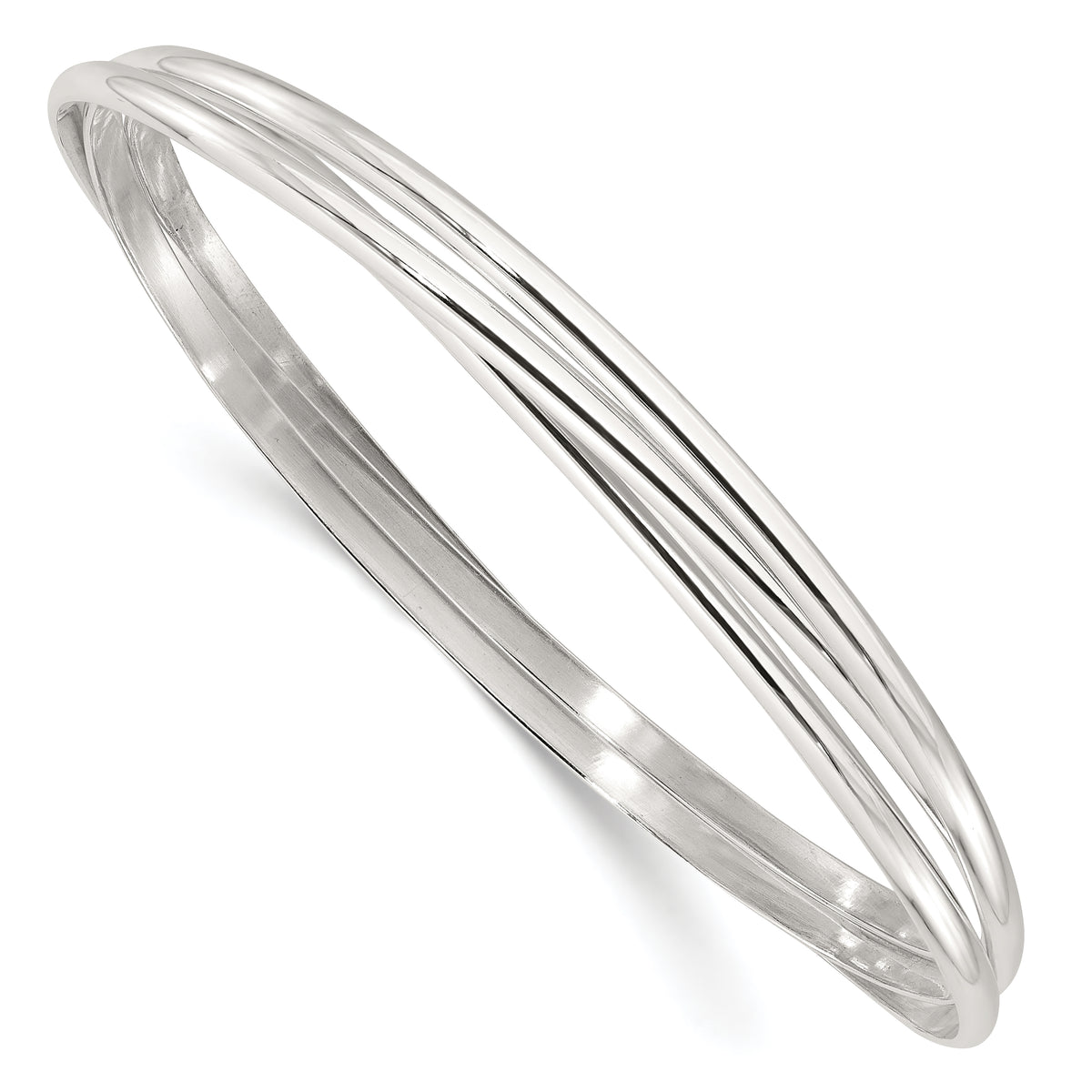 Sterling Silver Polished Triple Intertwined Slip On Bangle
