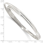 Sterling Silver Polished Triple Intertwined Slip On Bangle