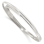 Sterling Silver Polished Triple Intertwined Slip On Bangle
