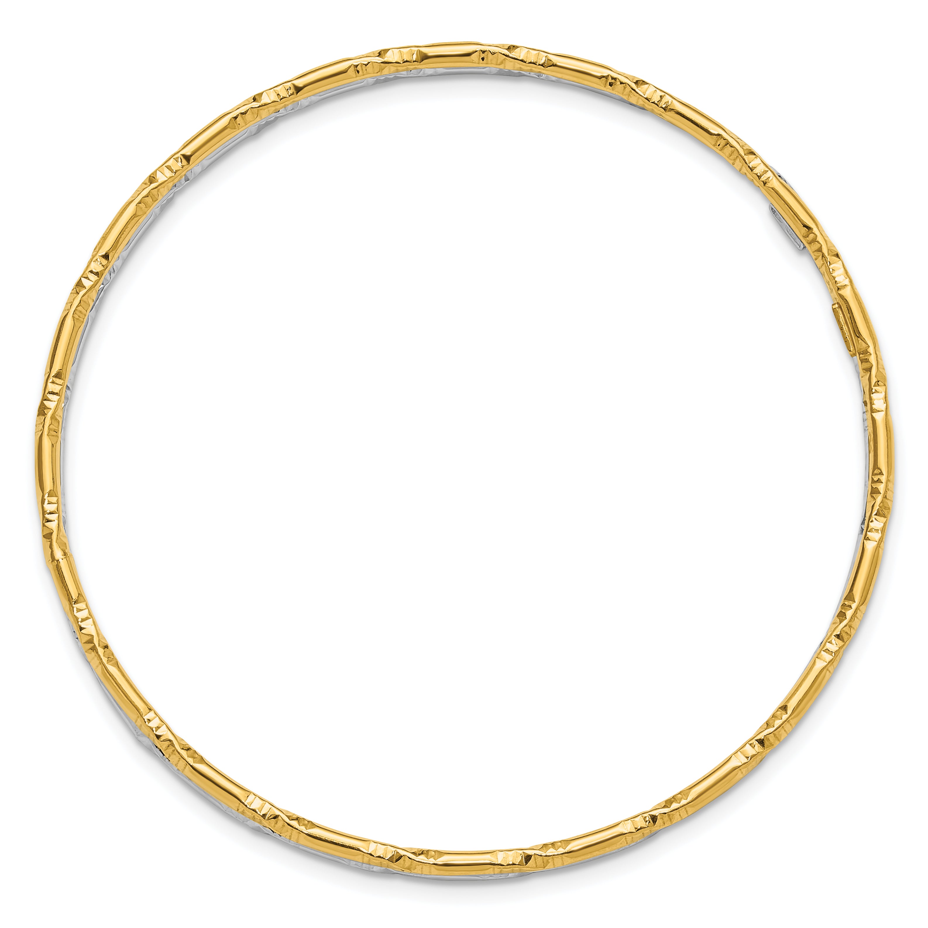 Sterling Silver Rhodium-plated Gold-tone Diamond-cut Set of 2 Bangles Secondary image