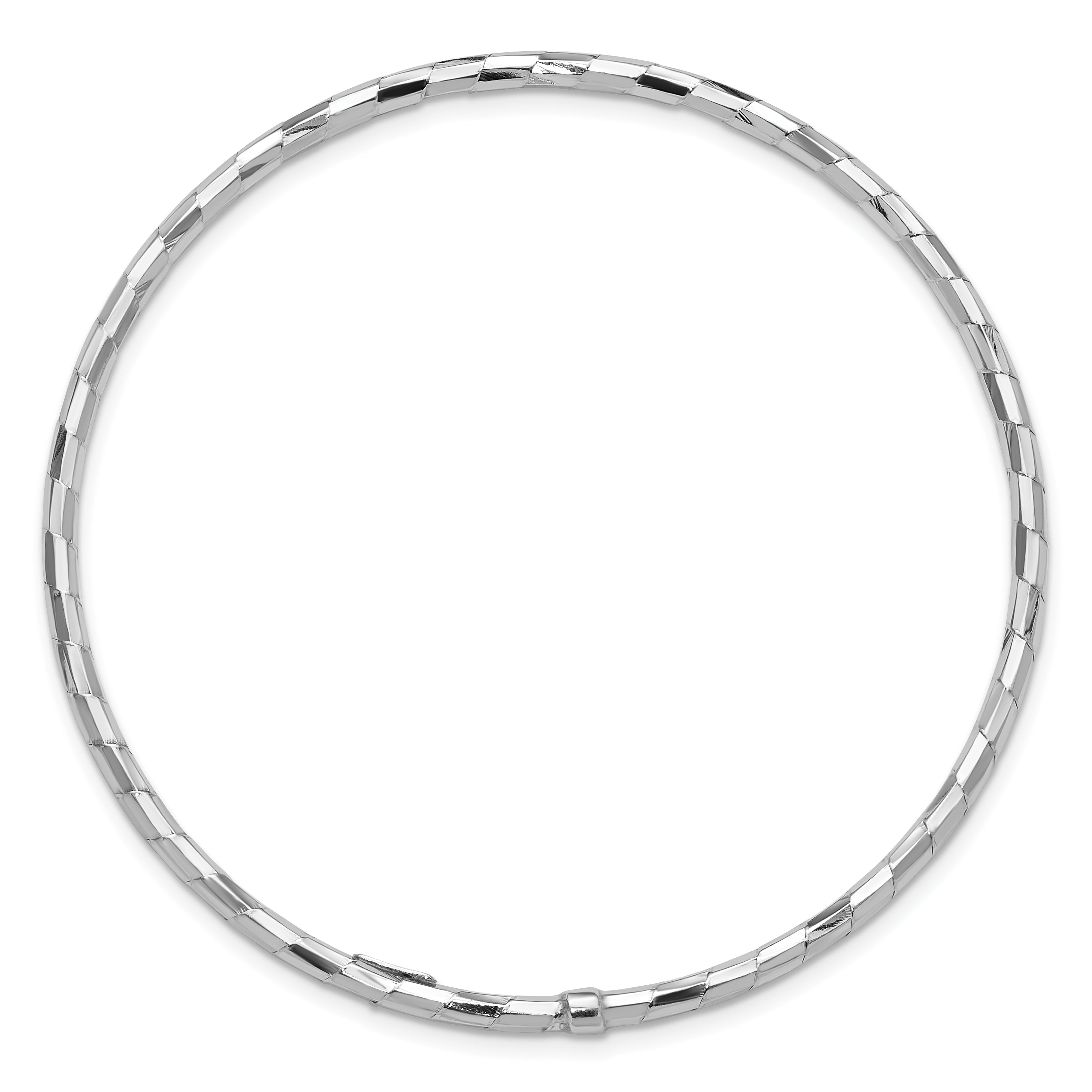 Sterling Silver Rhodium-plated Polished & Diamond-cut Slip On Bangle Secondary image