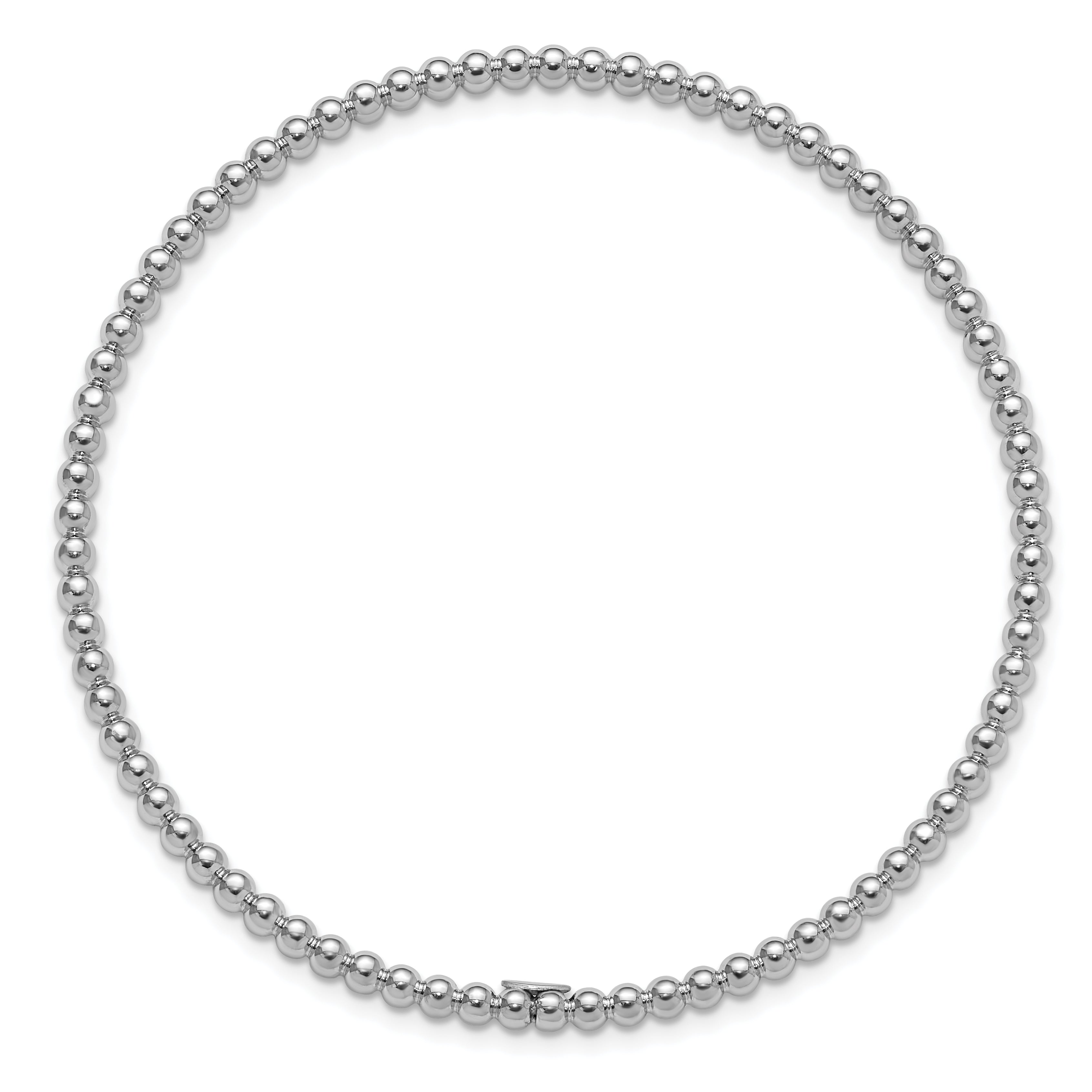 Sterling Silver Rhodium-plated Polished Beaded Slip-On Bangle Secondary image