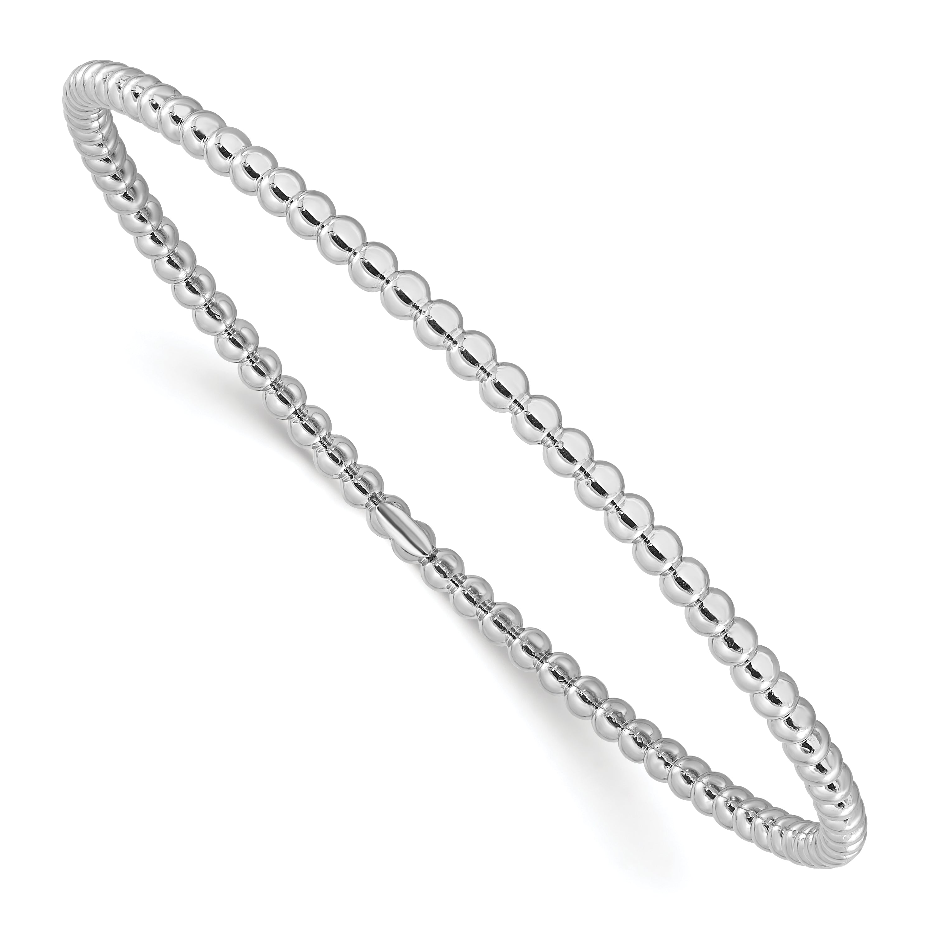 Sterling Silver Rhodium-plated Polished Beaded Slip-On Bangle Main image