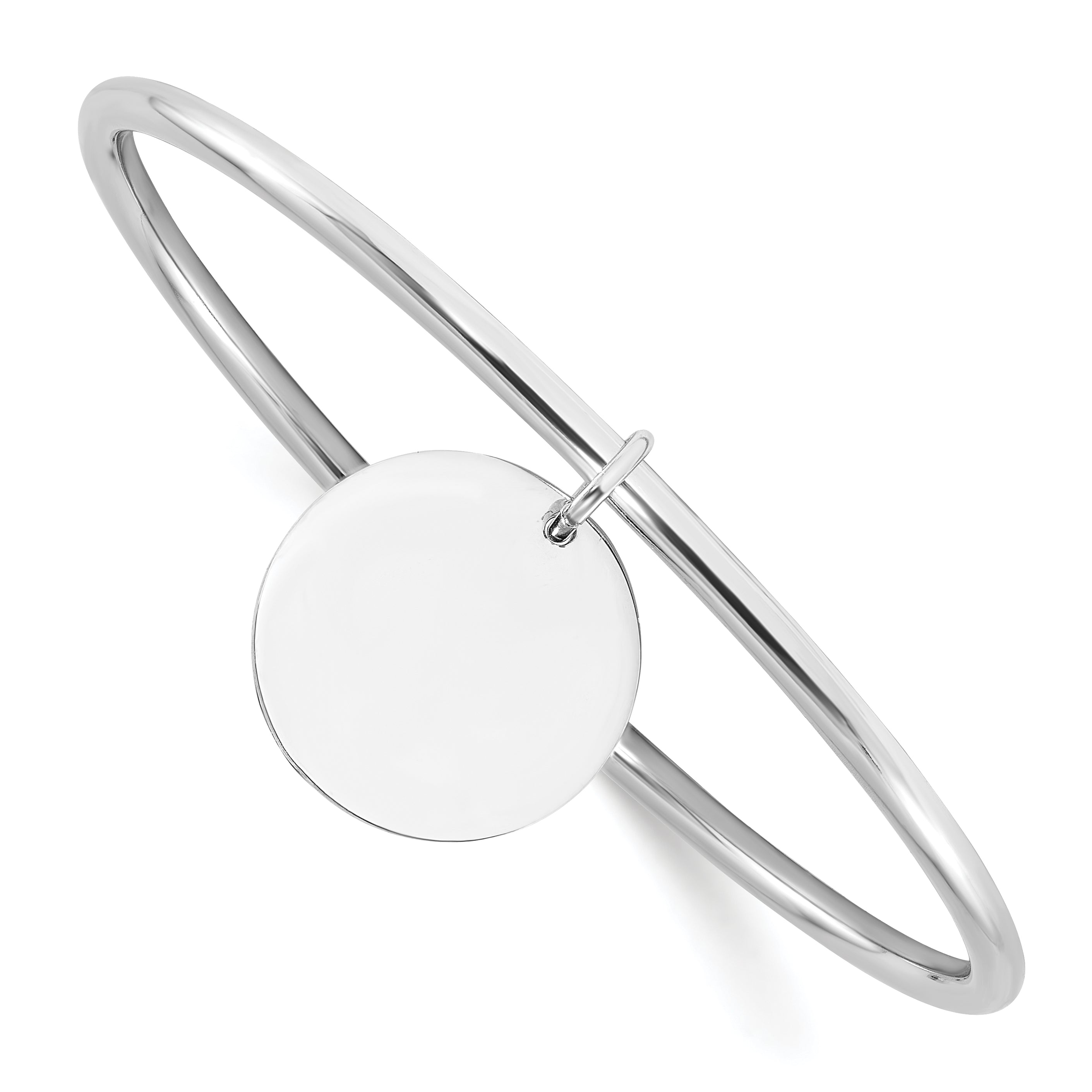 Sterling Silver Rhodium-plated w/Disc Dangle Slip on Bangle Main image