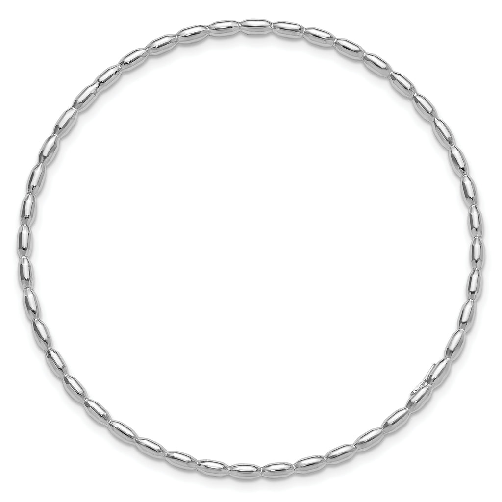 Sterling Silver Rhodium-plated Polished 2.30mm Slip on Bangle