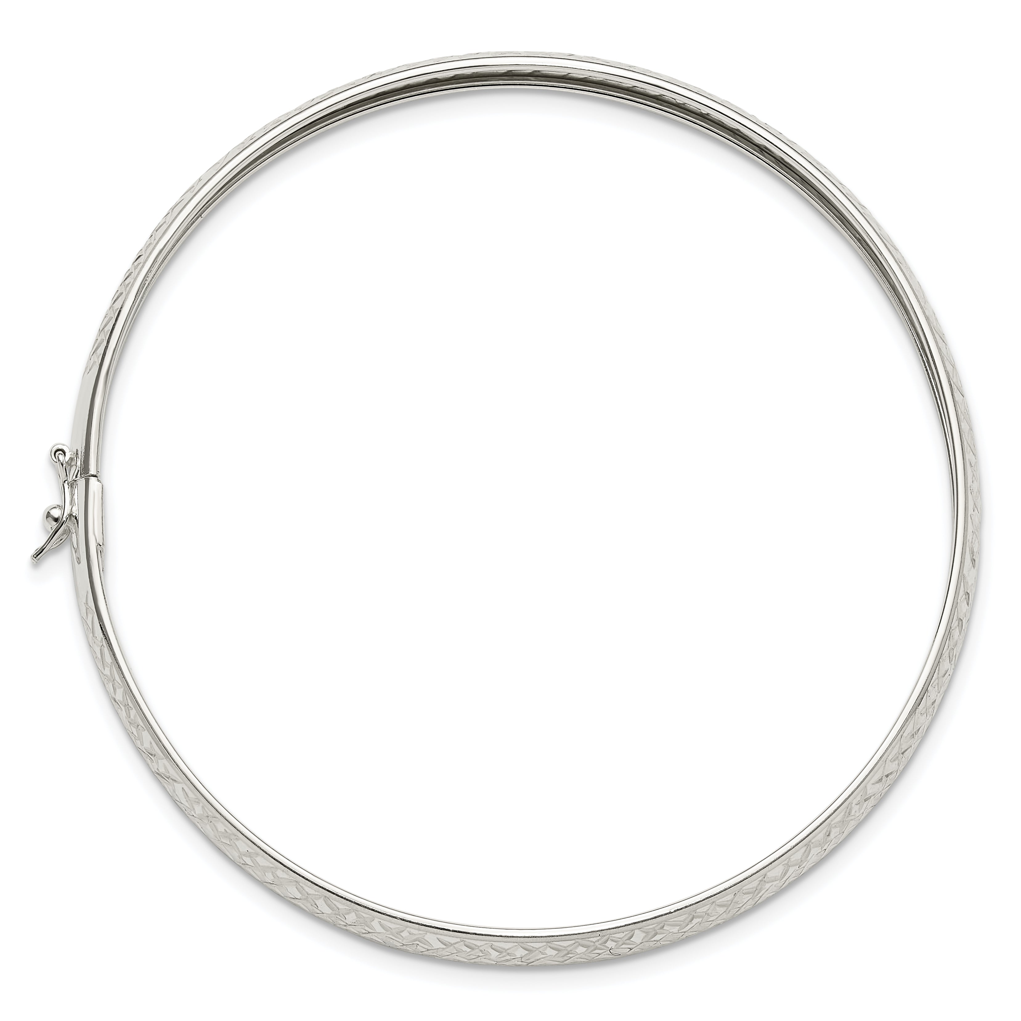 Sterling Silver Polished and Diamond Cut Flexible Bangle Secondary image