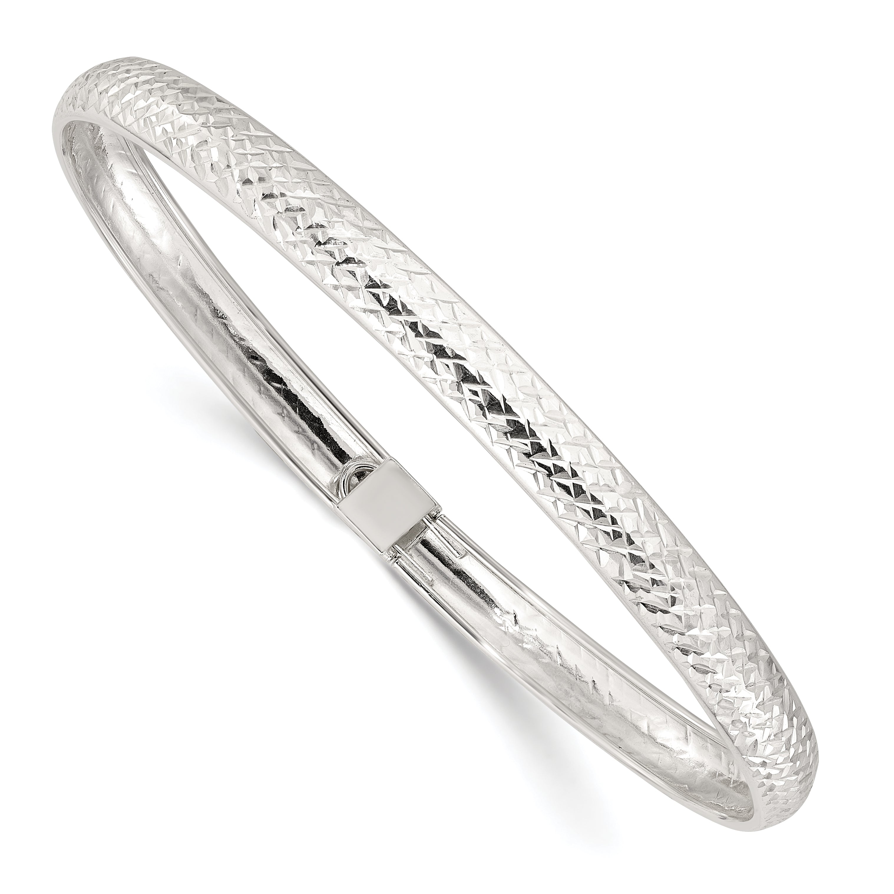 Sterling Silver Polished and D/C Flexible Bangle Main image