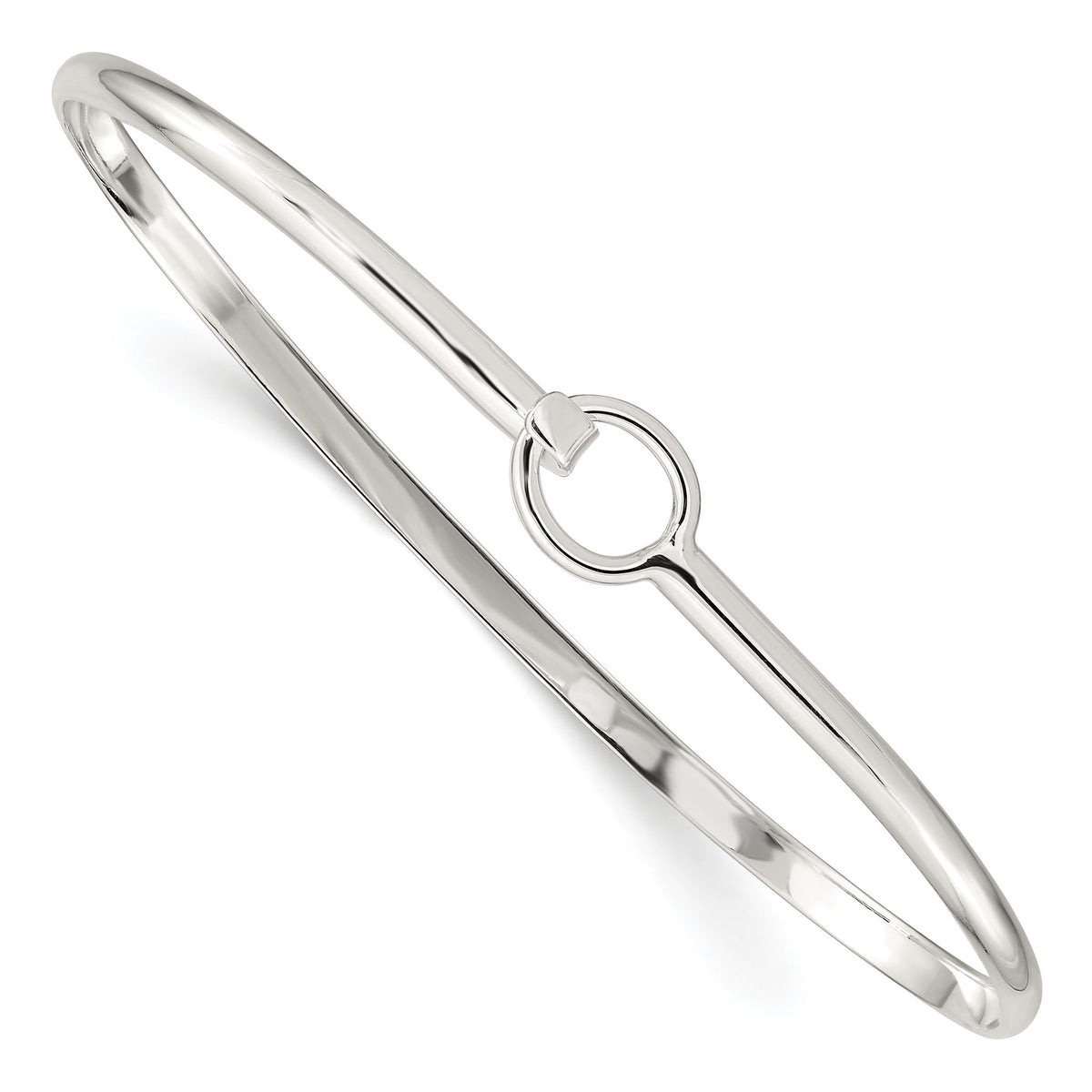 Circle Hook Closure Flexible Bangle Bracelet in Sterling Silver - Sophia Jewelers Main image