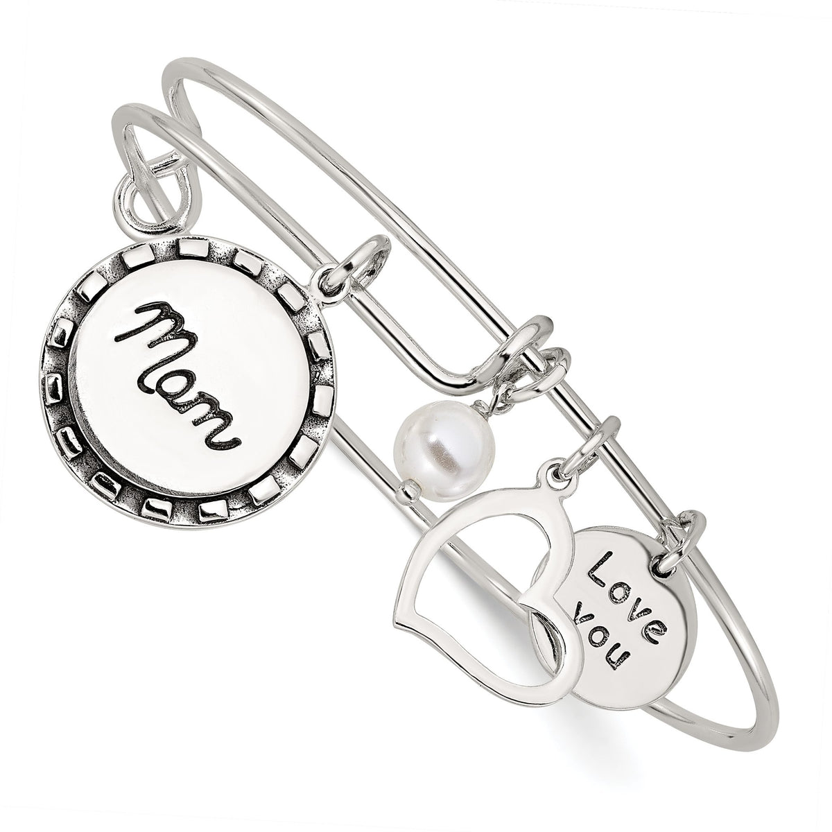 Charms Expandable Slip-On Bangle Bracelet in Sterling Silver - Sophia Jewelers Main image