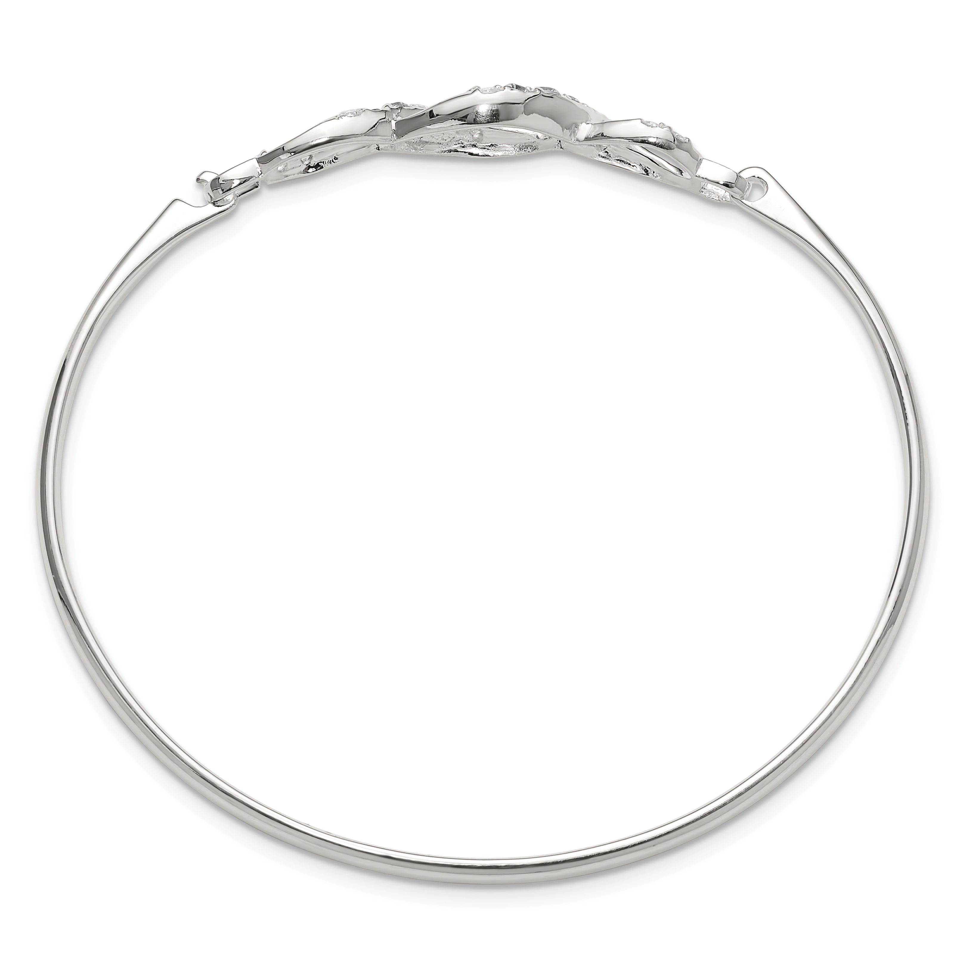Sterling Silver Polished CZ Fancy Hook Bangle Bracelet Secondary image