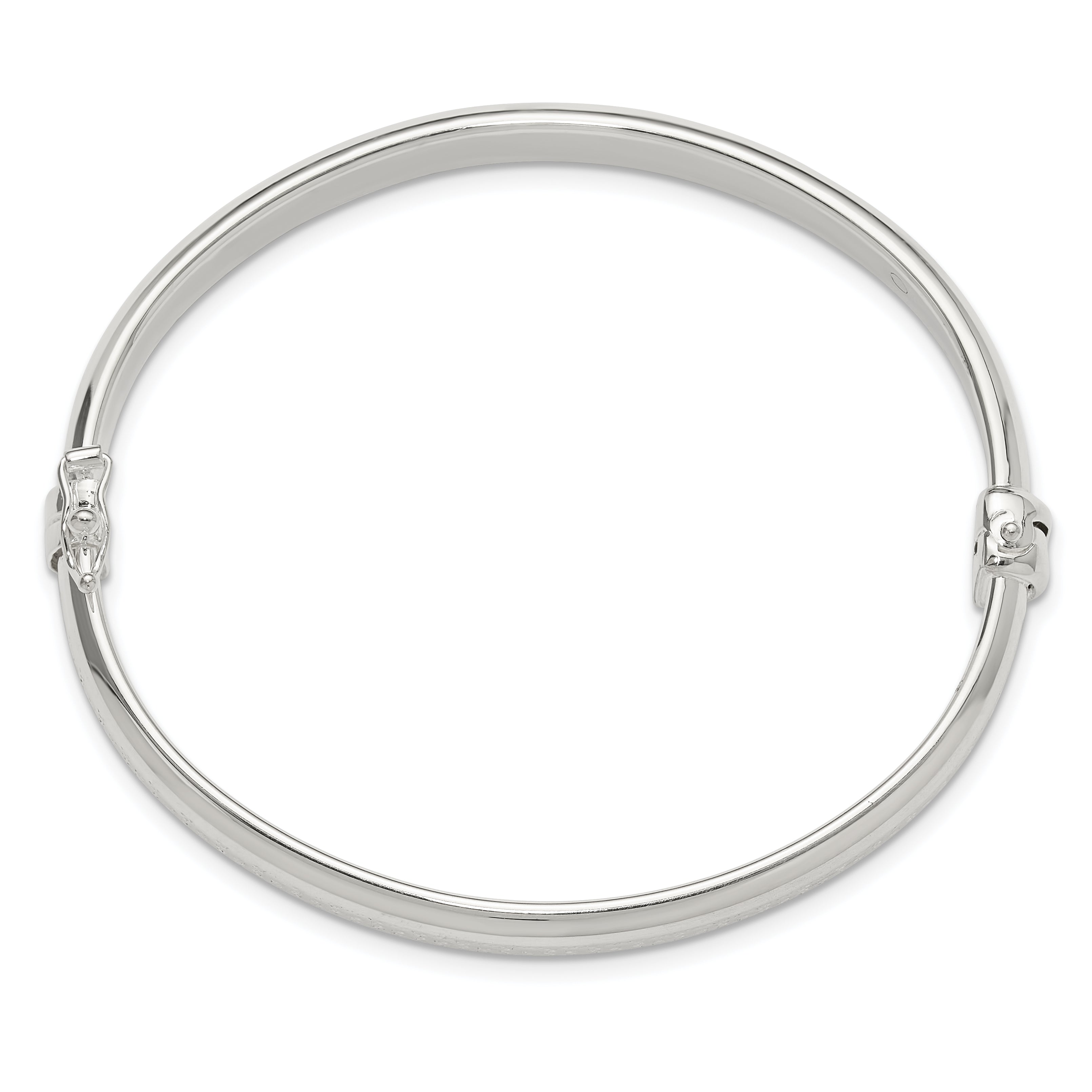 Sterling Silver Polished Textured Hinged Bangle Bracelet Secondary image