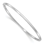 Sterling Silver Rhodium-plated Square Tube Slip On Bangle