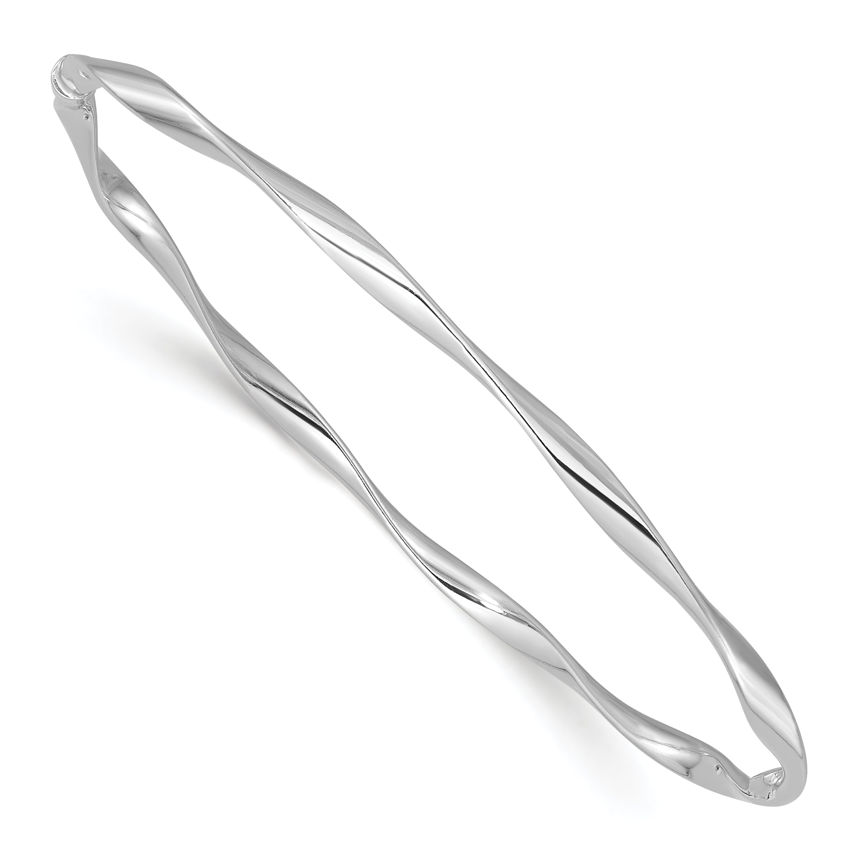 Sterling Silver Rhodium-plated Polished Twisted Slip On Bangle Main image