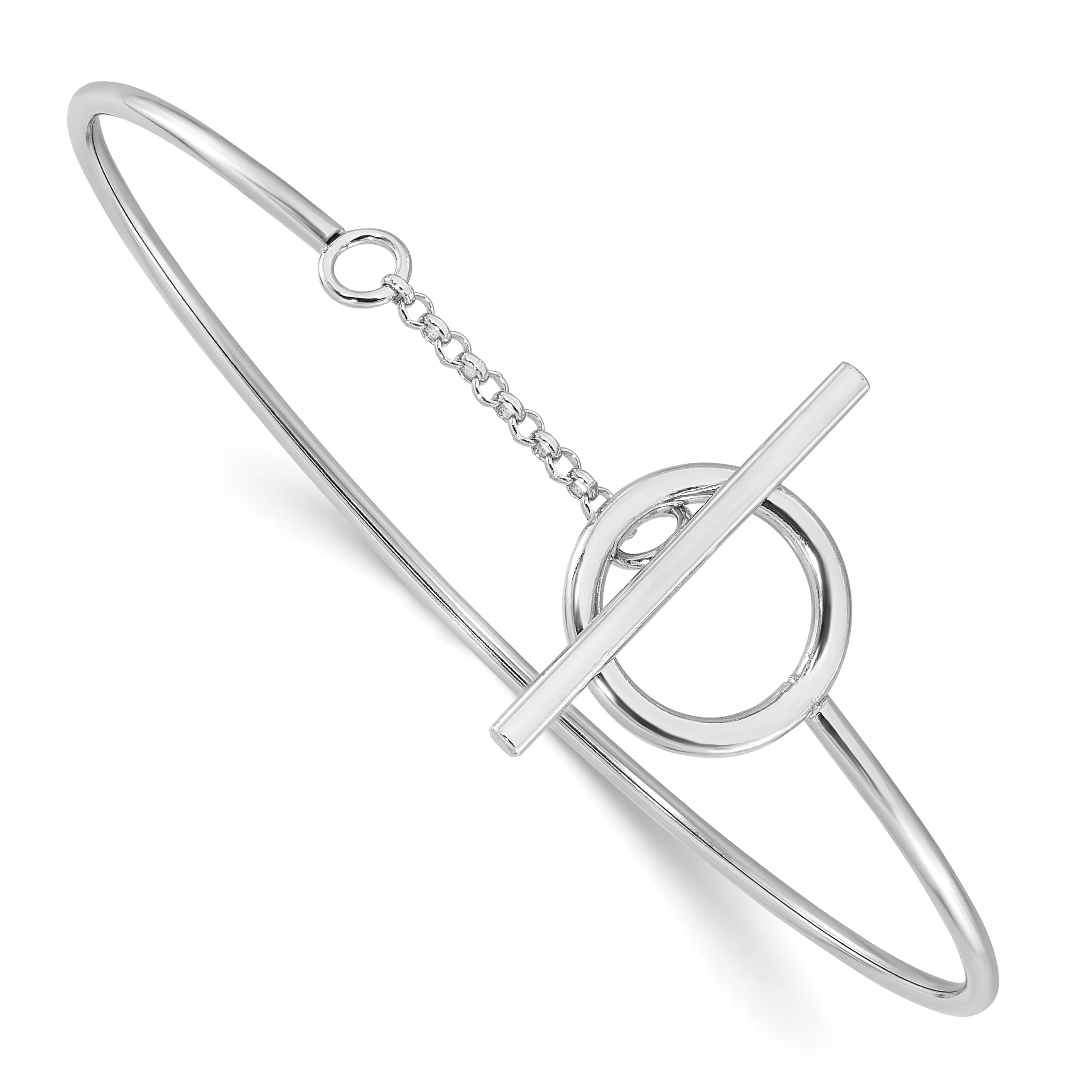 Sterling Silver Rhodium-plated Polished Toggle Clasp Bangle