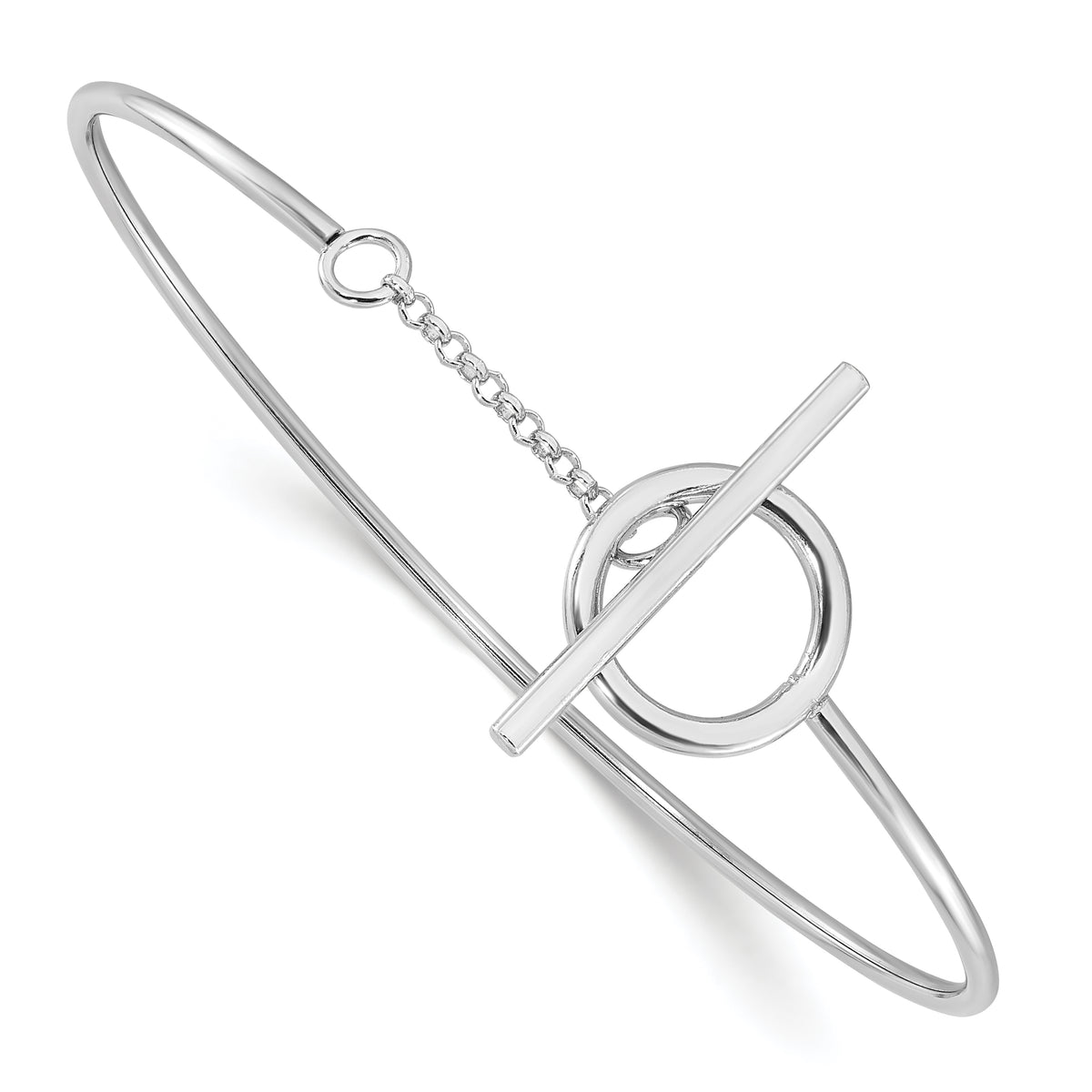 Sterling Silver Rhodium-plated Polished Toggle Clasp Bangle