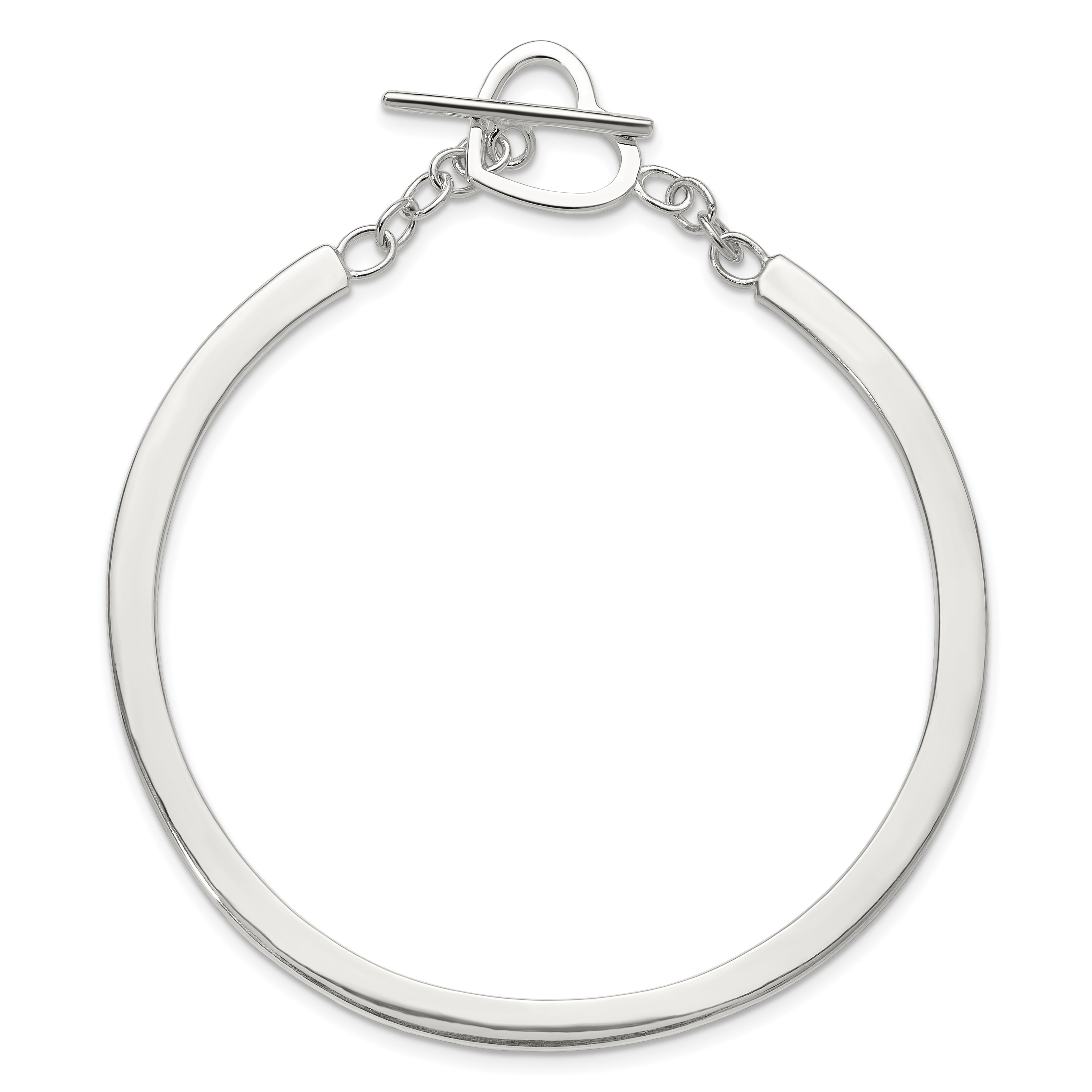 Sterling Silver Polished Heart Toggle Clasp Bangle Bracelet Secondary image