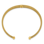 Sterling Silver Polished Gold-tone Textured CZ Two Band Cuff Bracelet