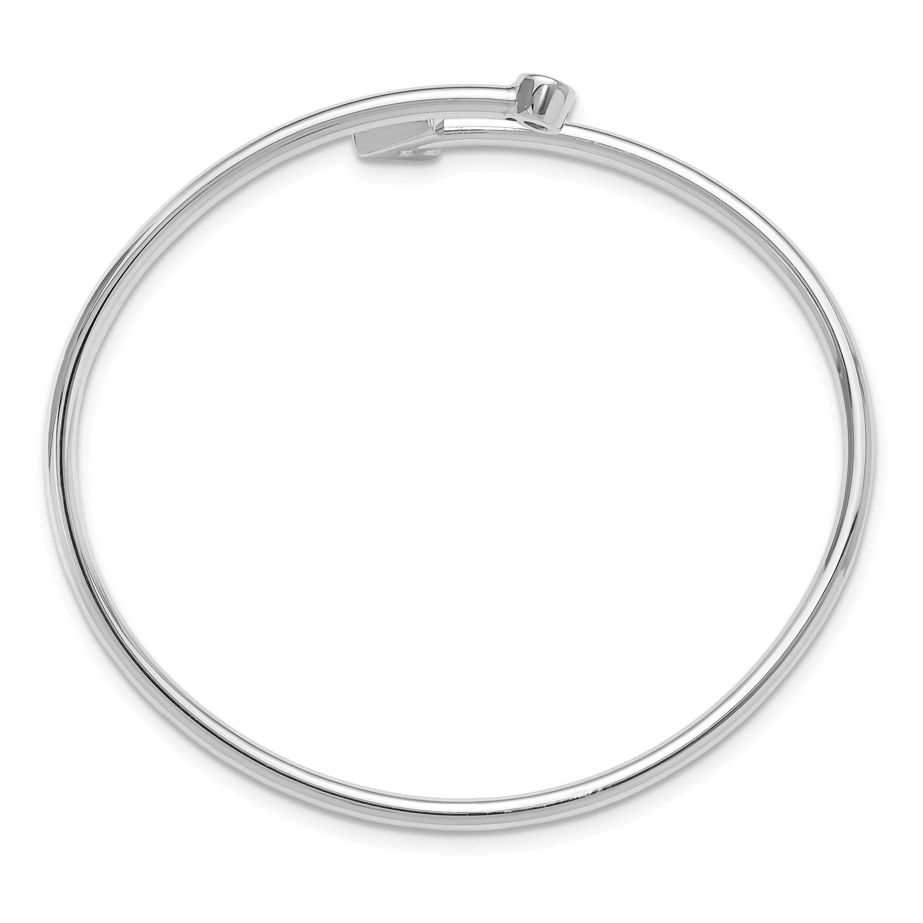 Sterling Silver Rhodium-plated CZ Arrow Flexible Cuff Bangle Bracelet Secondary image