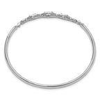 Sterling Silver Rhodium-plated Polished CZ Hook Closure Bangle Bracelet