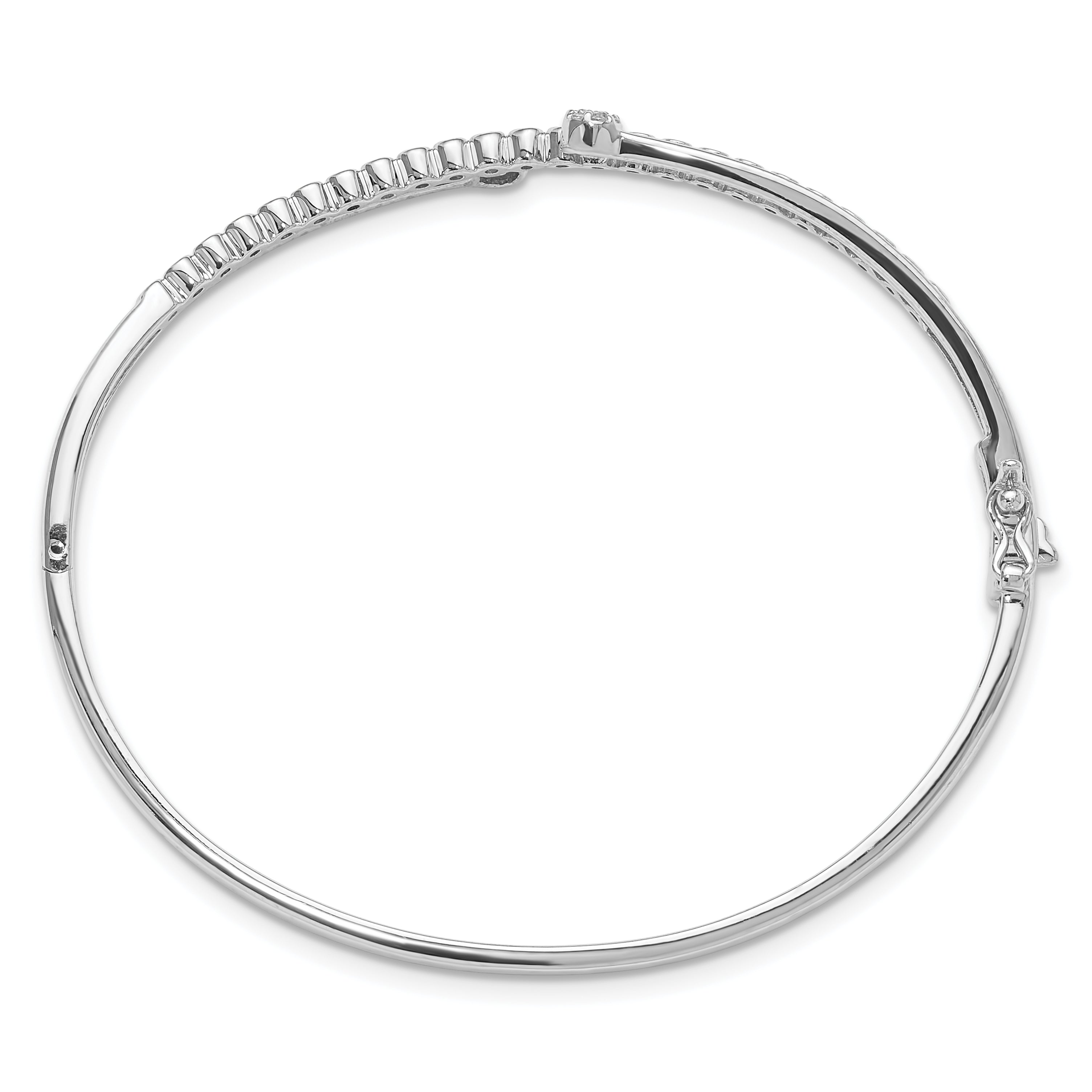 Sterling Silver Rhodium-plated Polished CZ Hinged Bangle Bracelet Secondary image