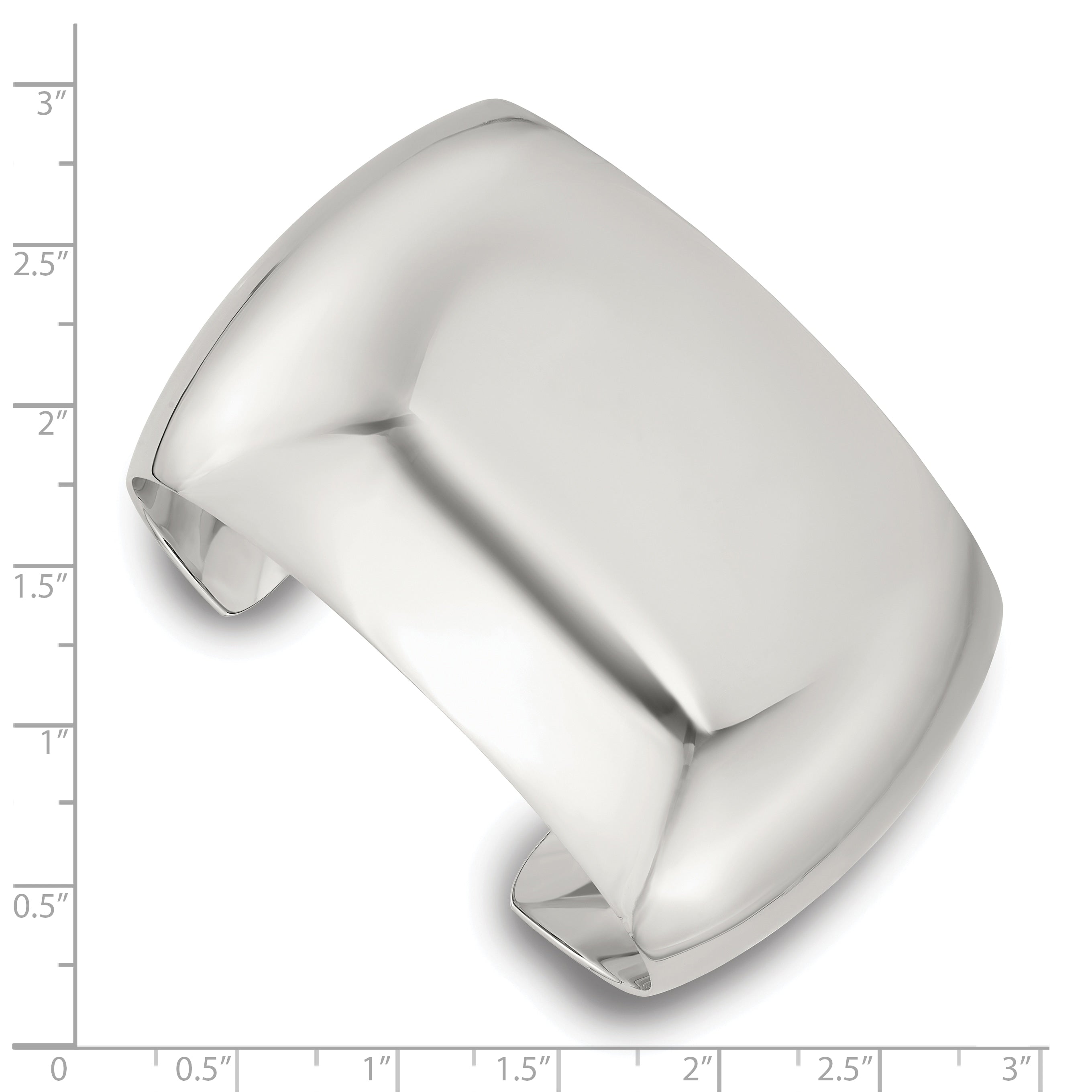 Sterling Silver Polished 40mm Domed Cuff Bangle