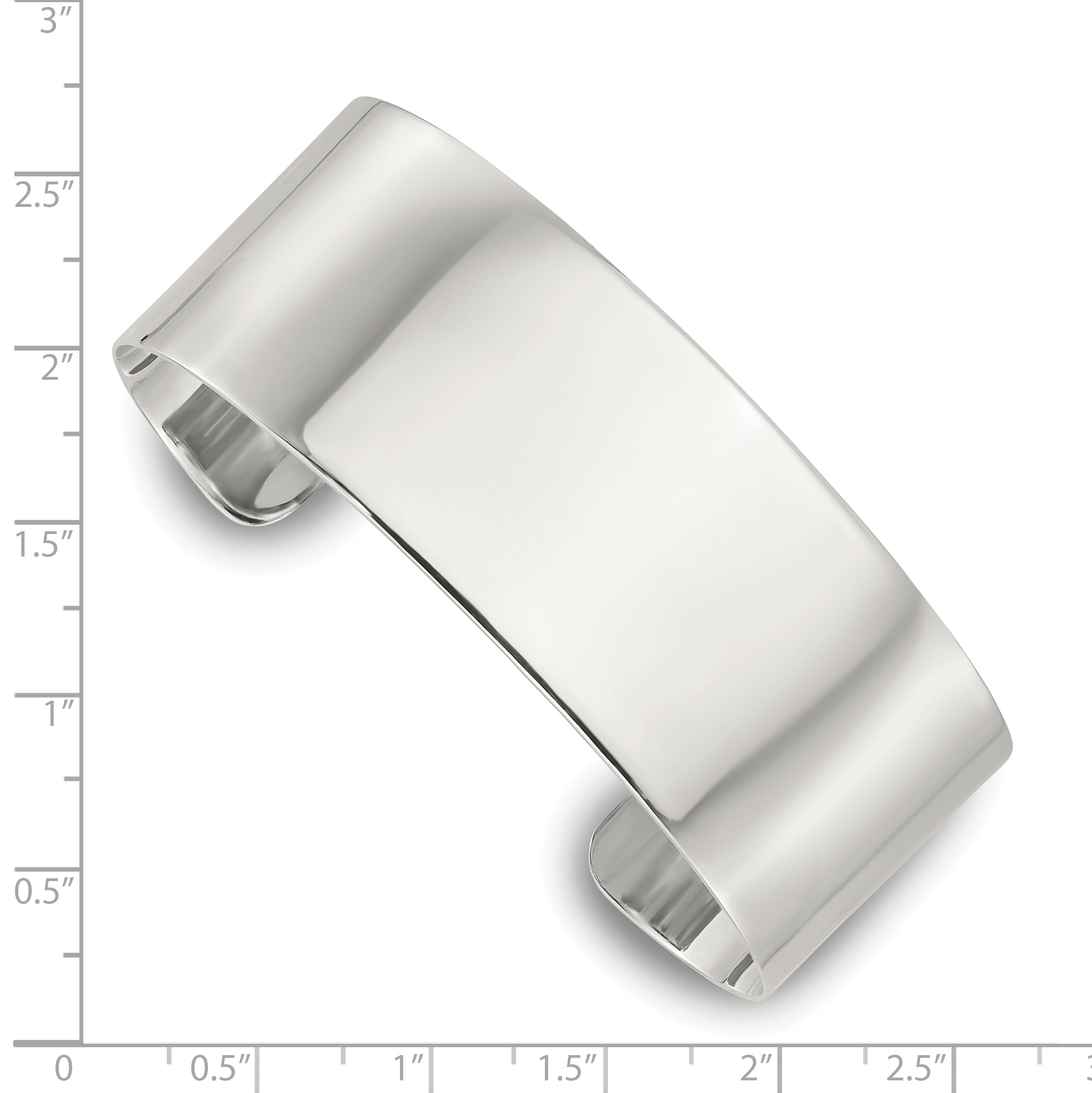 Sterling Silver Polished 25mm Flat Cuff Bangle