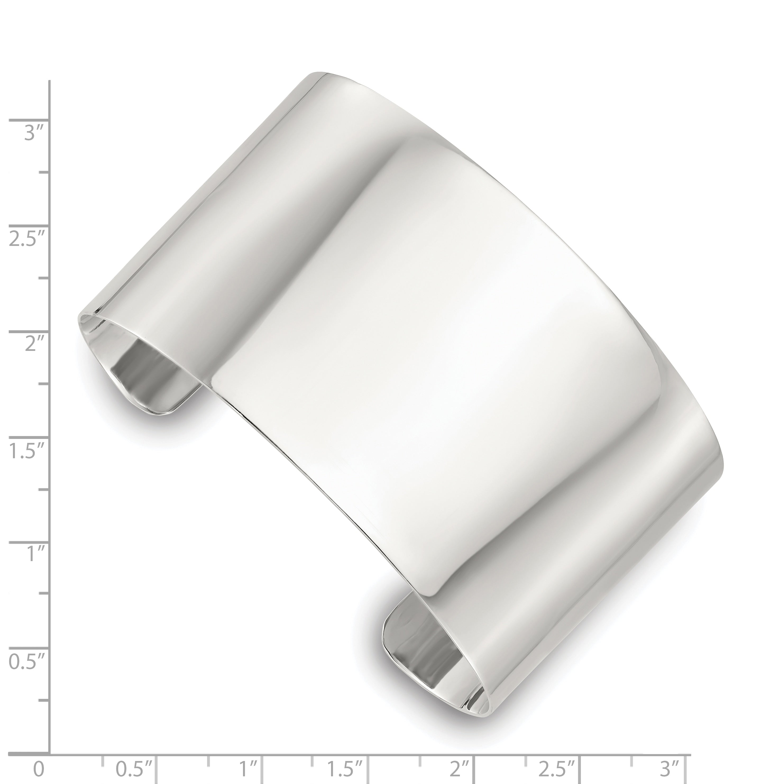 Sterling Silver Polished 40mm Flat Cuff Bangle