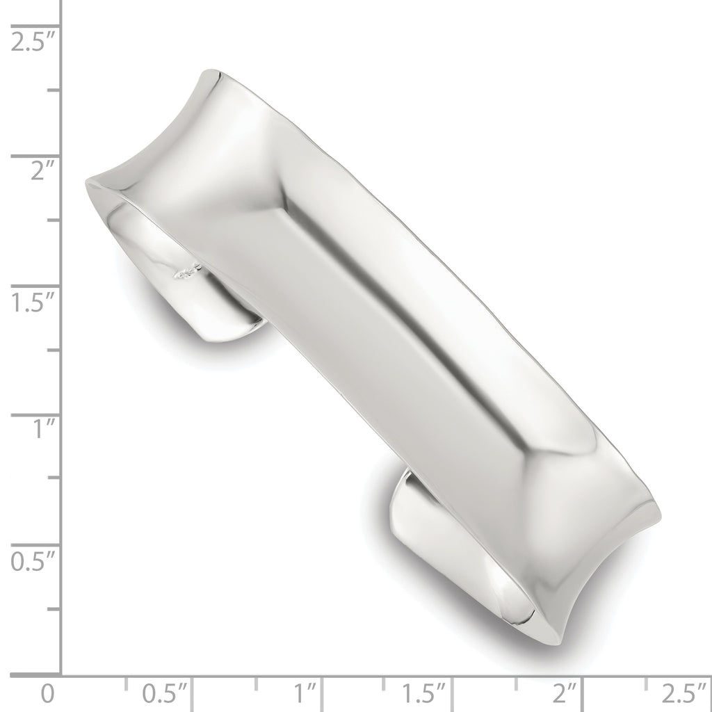 Sterling Silver Polished 15mm Concave Cuff Bangle