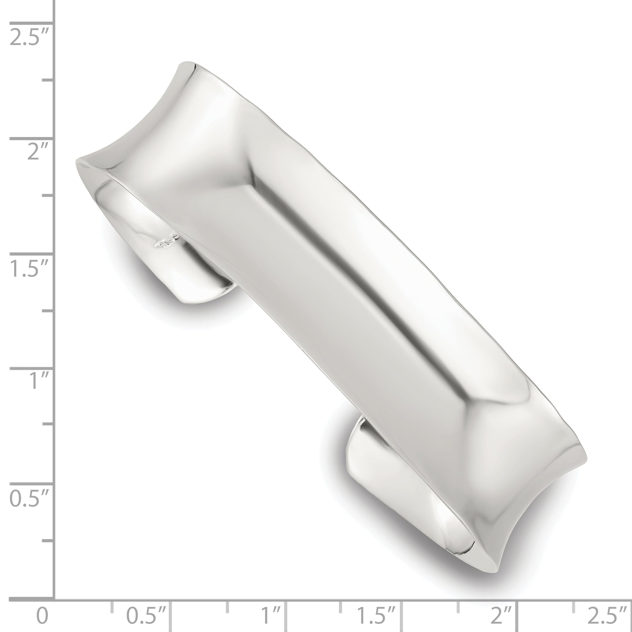 Sterling Silver Polished 15mm Concave Cuff Bangle
