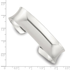 Sterling Silver Polished 15mm Concave Cuff Bangle