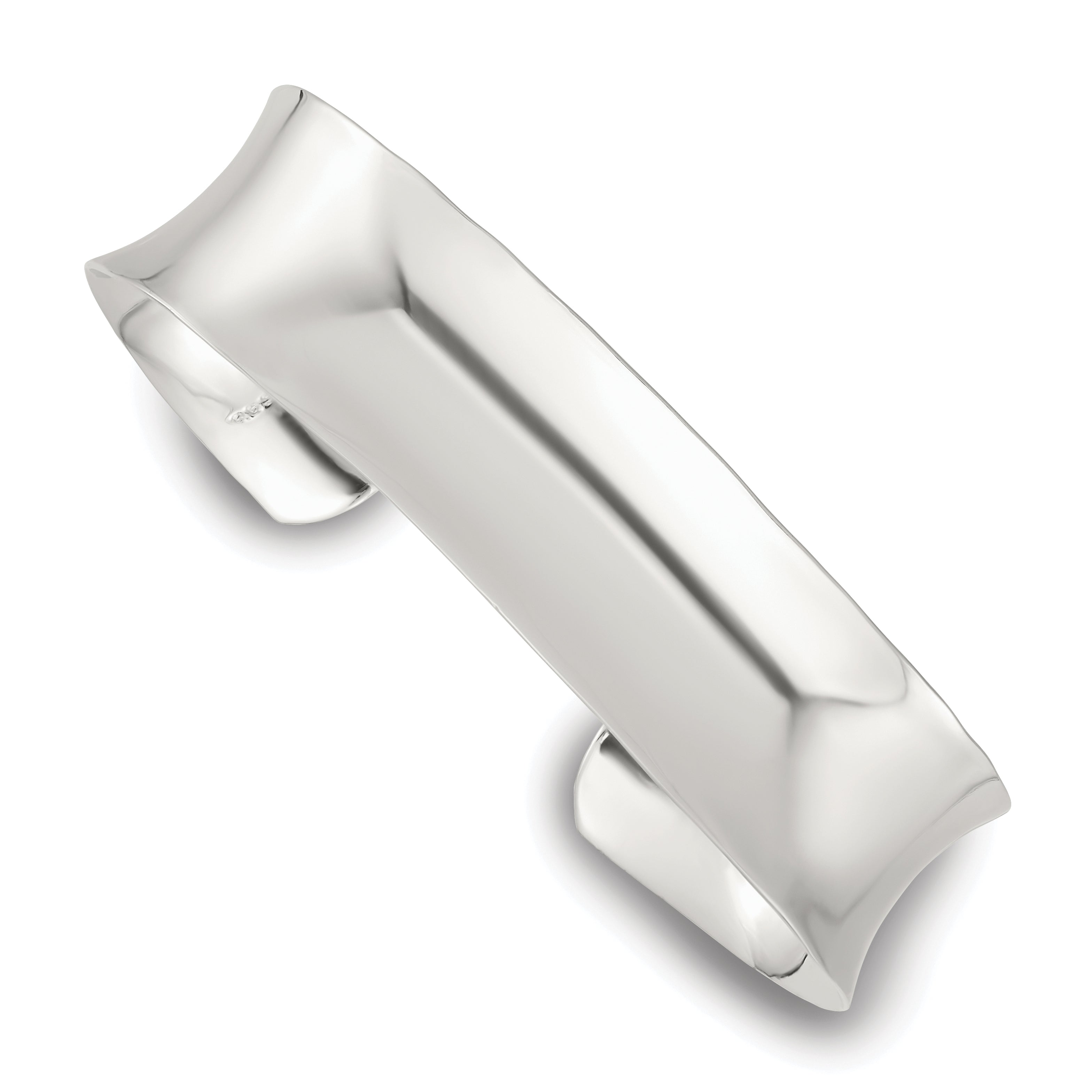 Sterling Silver Polished 15mm Concave Cuff Bangle Main image